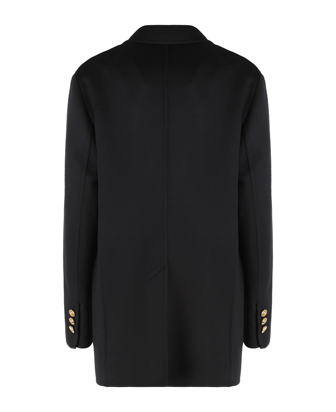 Versace Double-breasted Coat In Cashmere Blend - black