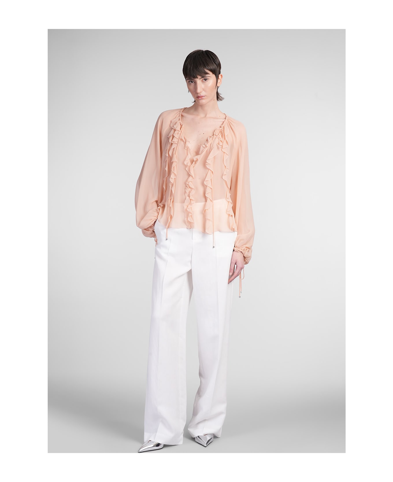 Blumarine Blouse In Rose-pink Silk - rose-pink