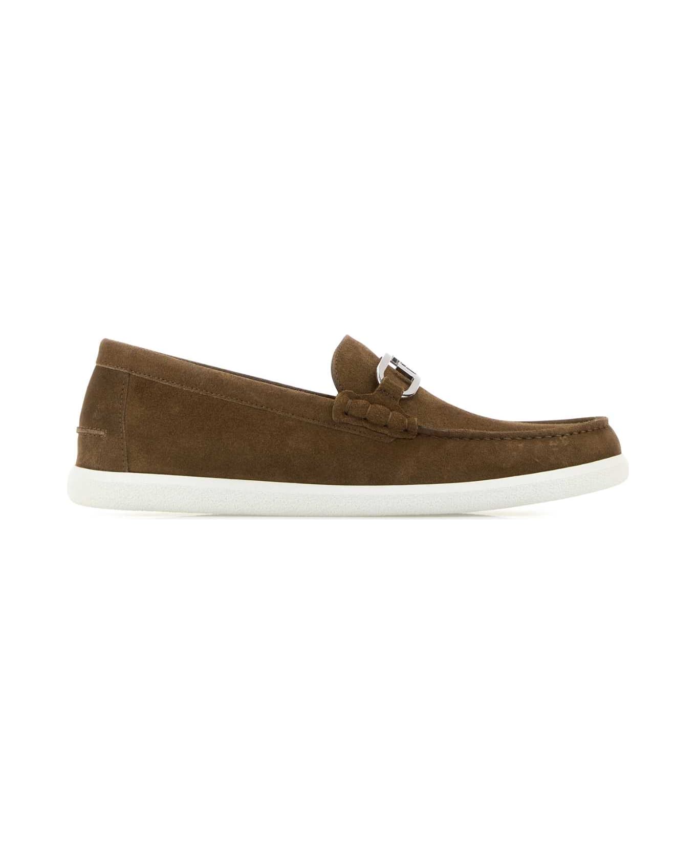 Fendi Brown Suede O Lock Light Loafersâ - TUNDRA