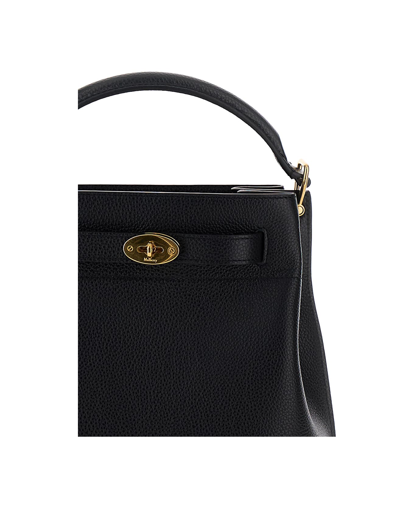 Mulberry 'small Islington' Black Bucket Bag With Twist Lock Closure In Hammered Leather Woman - Black