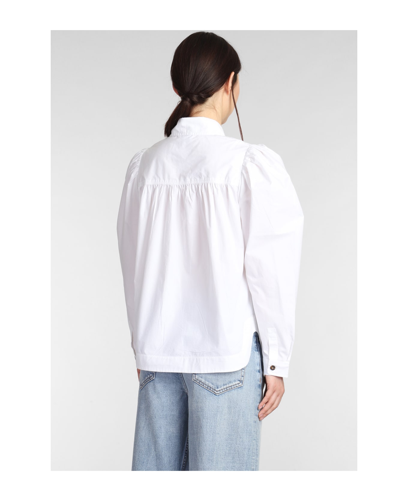 Ganni Puff Sleeved Shirt - White シャツ