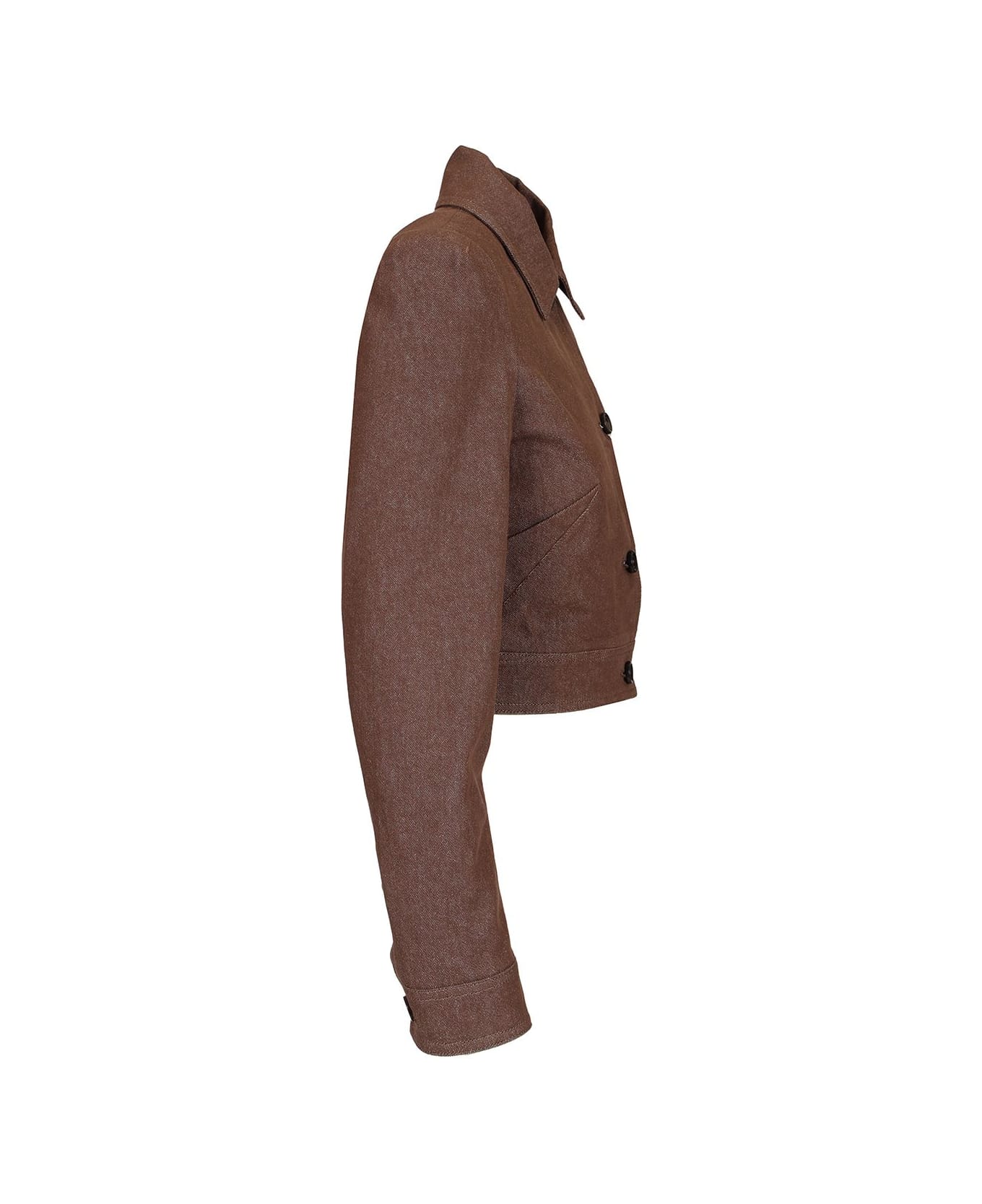 Max Mara Denim Effect Crop Jacket - BROWN