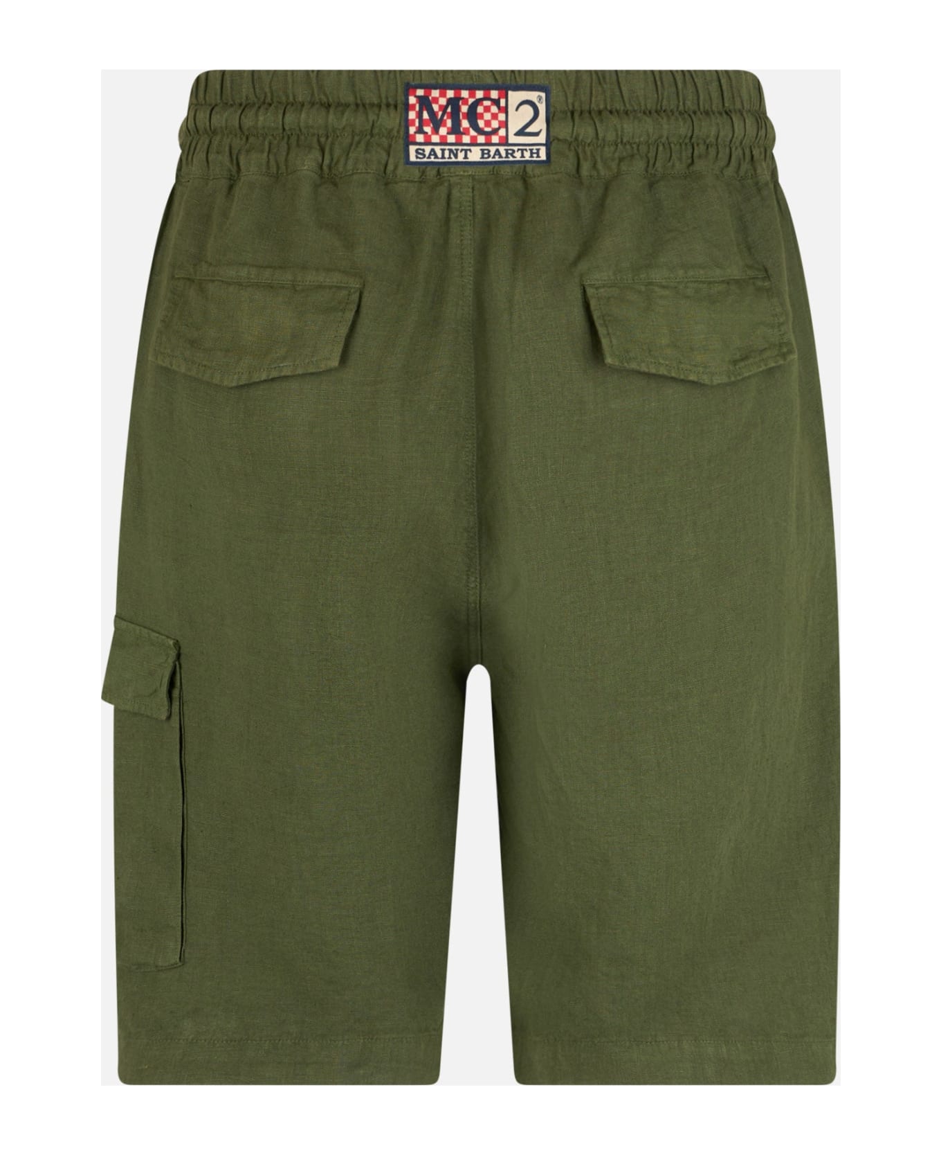 MC2 Saint Barth Man Military Green Linen Bermuda Marseille - GREEN