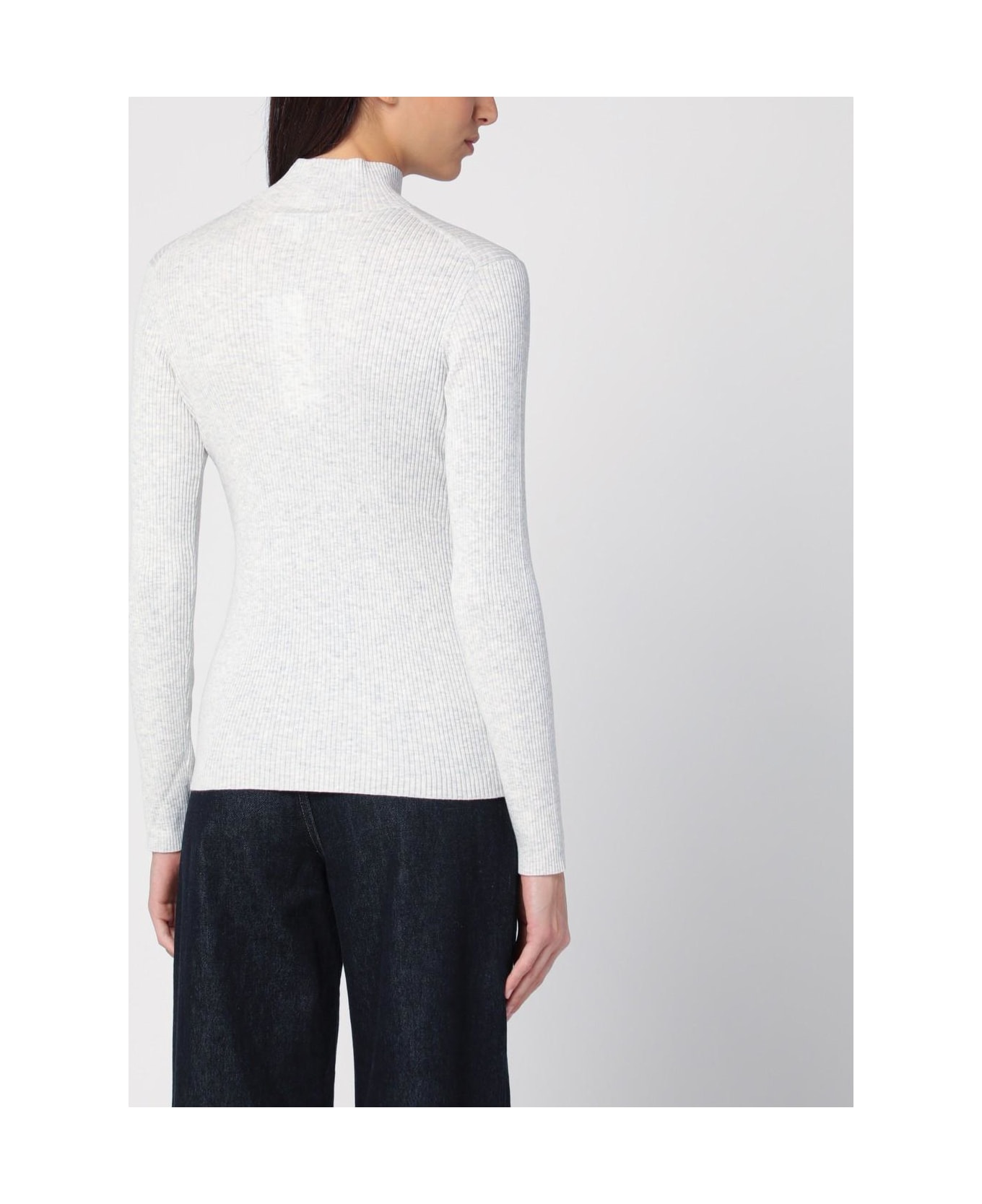 Maison Kitsuné Light Grey Wool And Cotton Turtleneck - Light Grey Melange