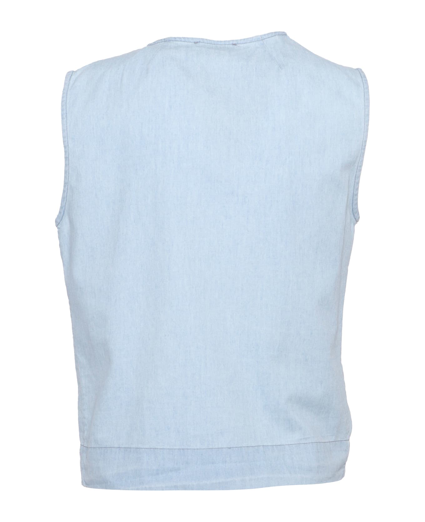 Mazzarelli Barbara Denim Blouse With Ruffles - LIGHT BLUE