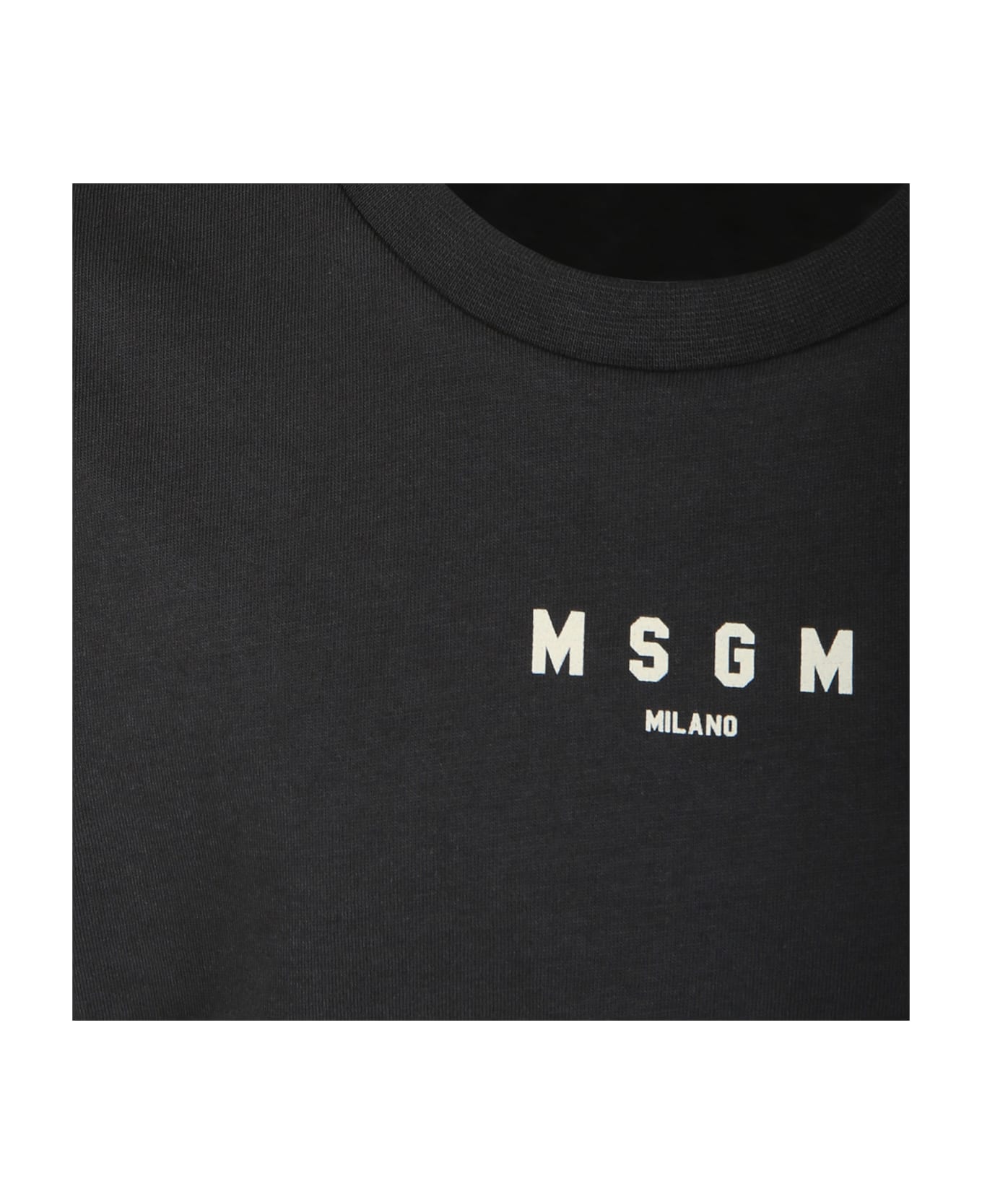 MSGM Black T-shirt For Kids With Logo - Black