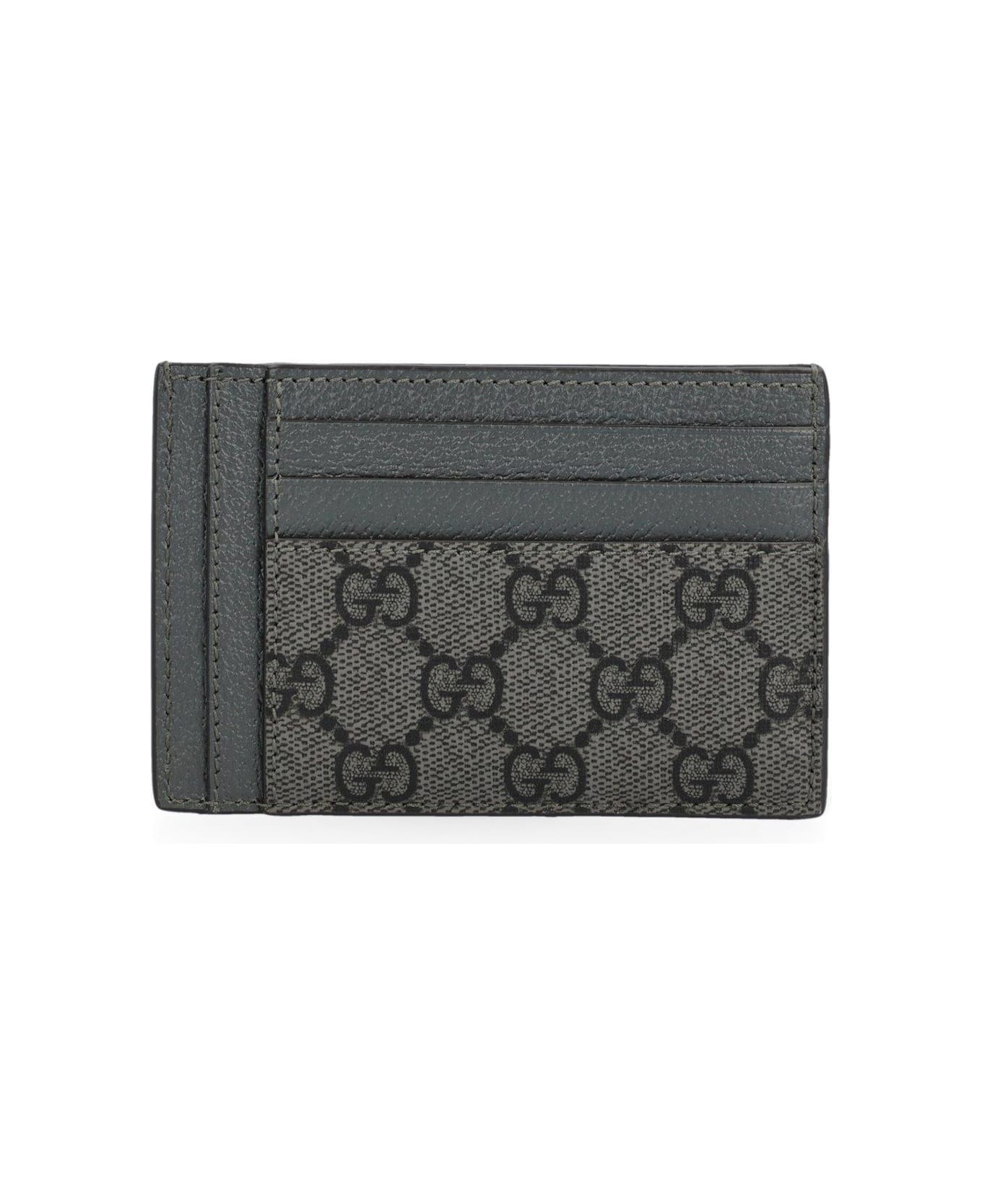 Gucci Gg Logo Plaque Card Holder - Grey E Black