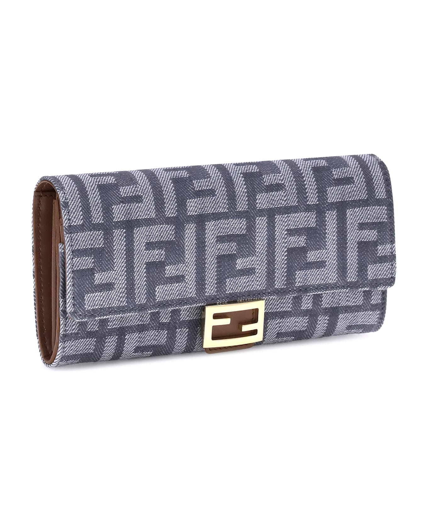 Fendi Ff Print Denim Wallet - DENIM
