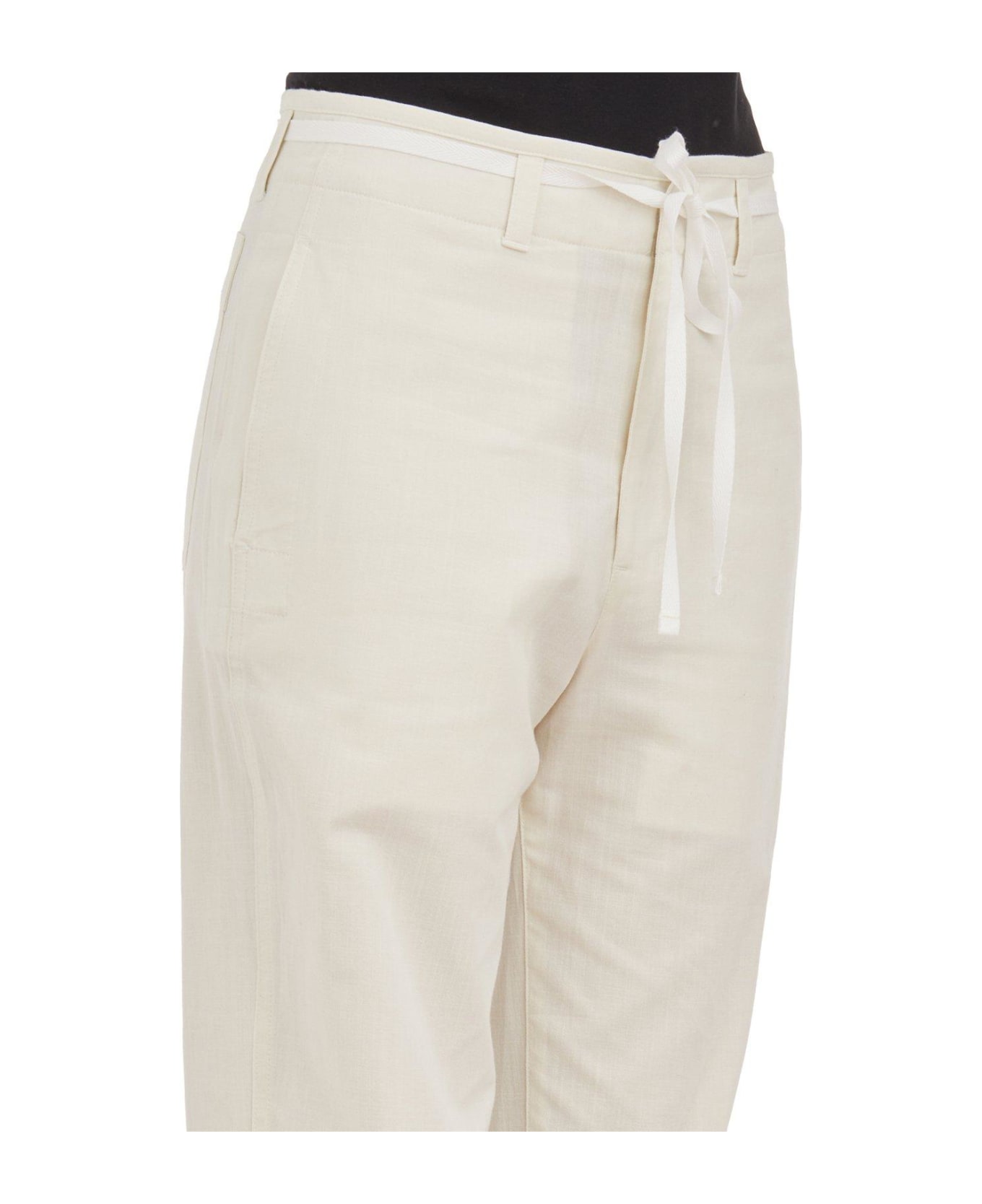 Lemaire Chambray Drawstring Tapered Trousers - NEUTRALS