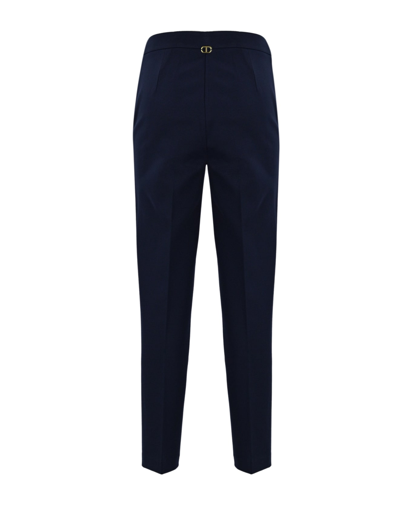 TwinSet Cropped Trousers With Oval T Buttons - MID BLU ボトムス