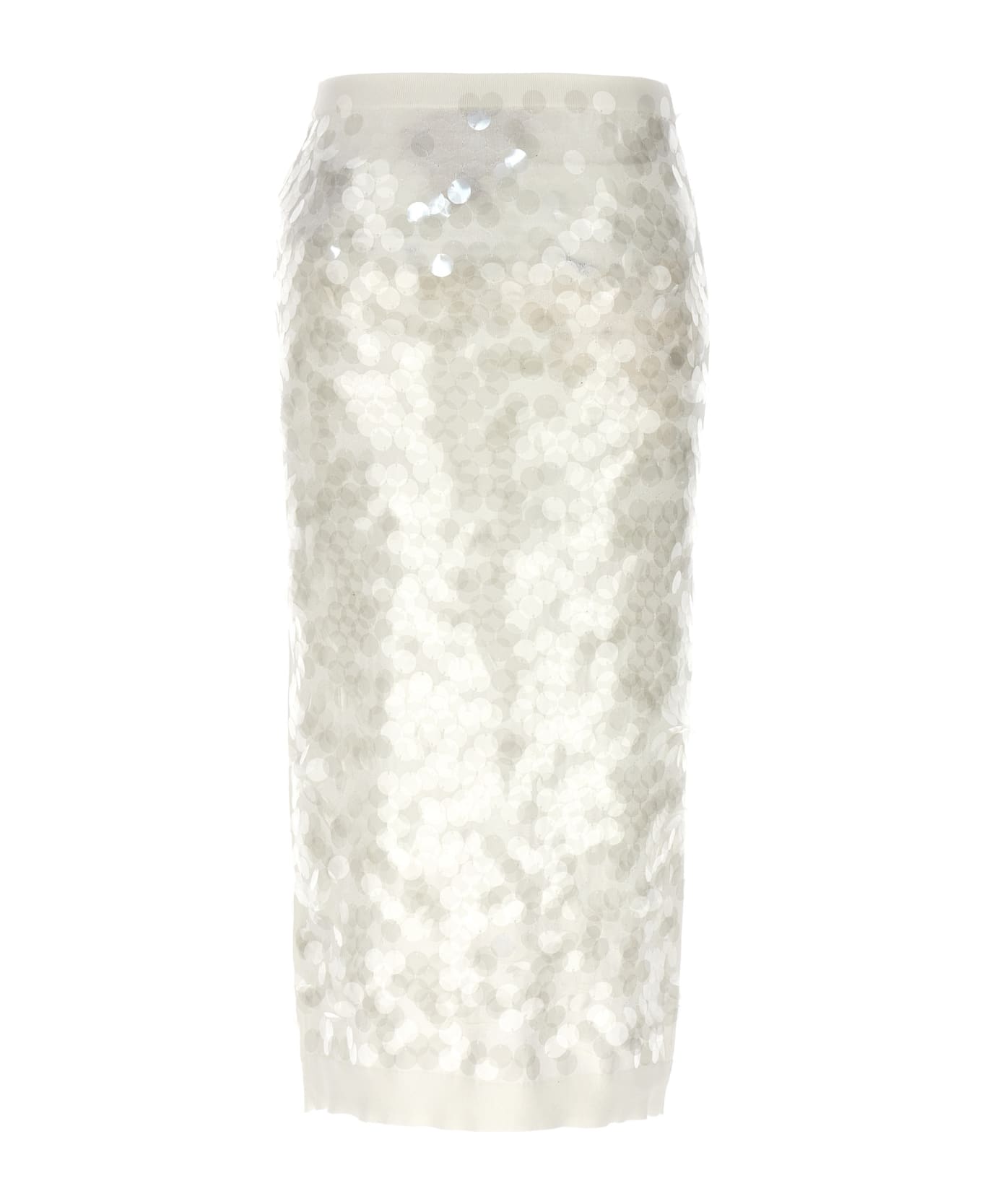 N.21 Sequin Knitted Skirt - White
