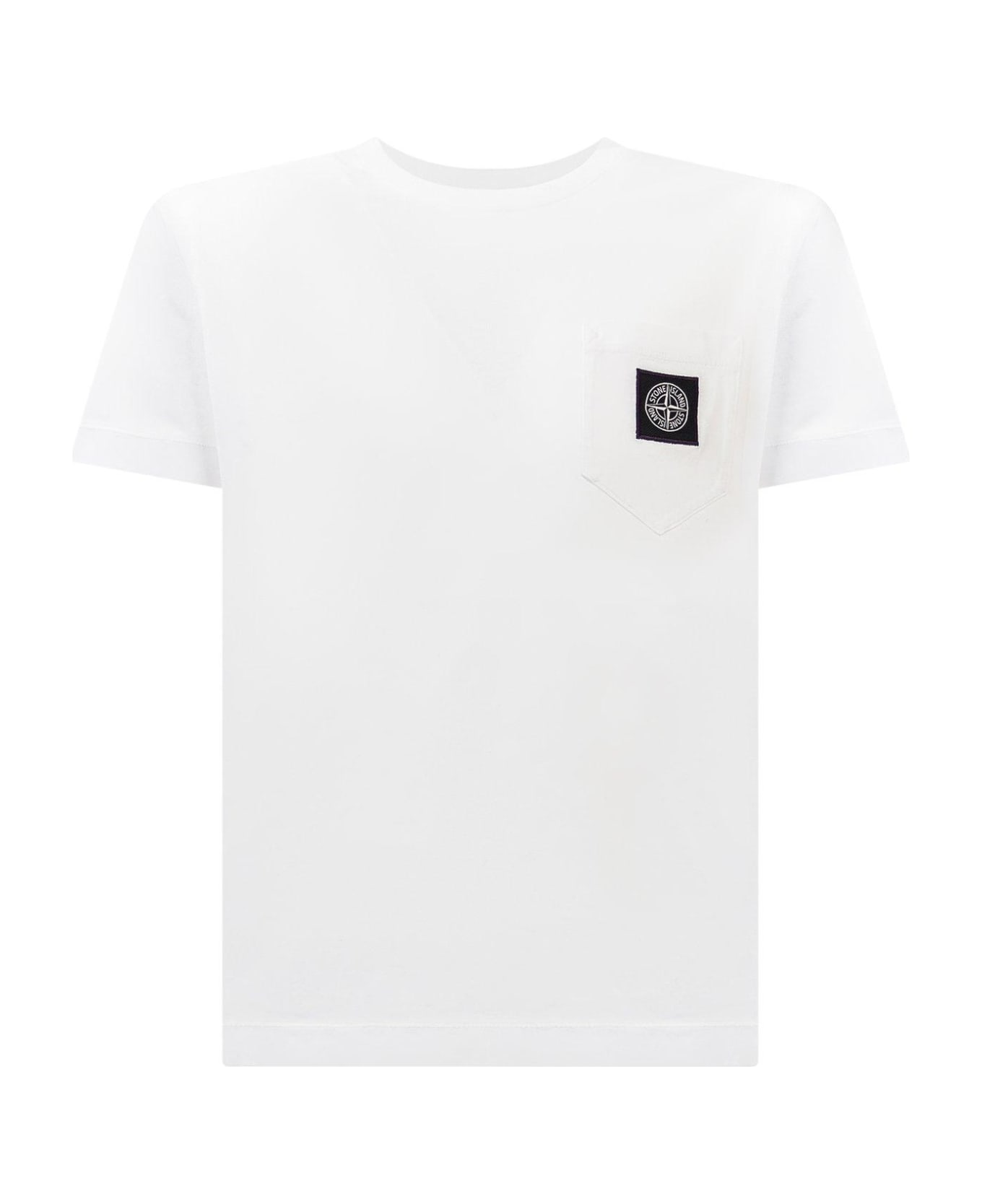 Stone Island Compass-patch Crewneck T-shirt - Bianco Tシャツ＆ポロシャツ