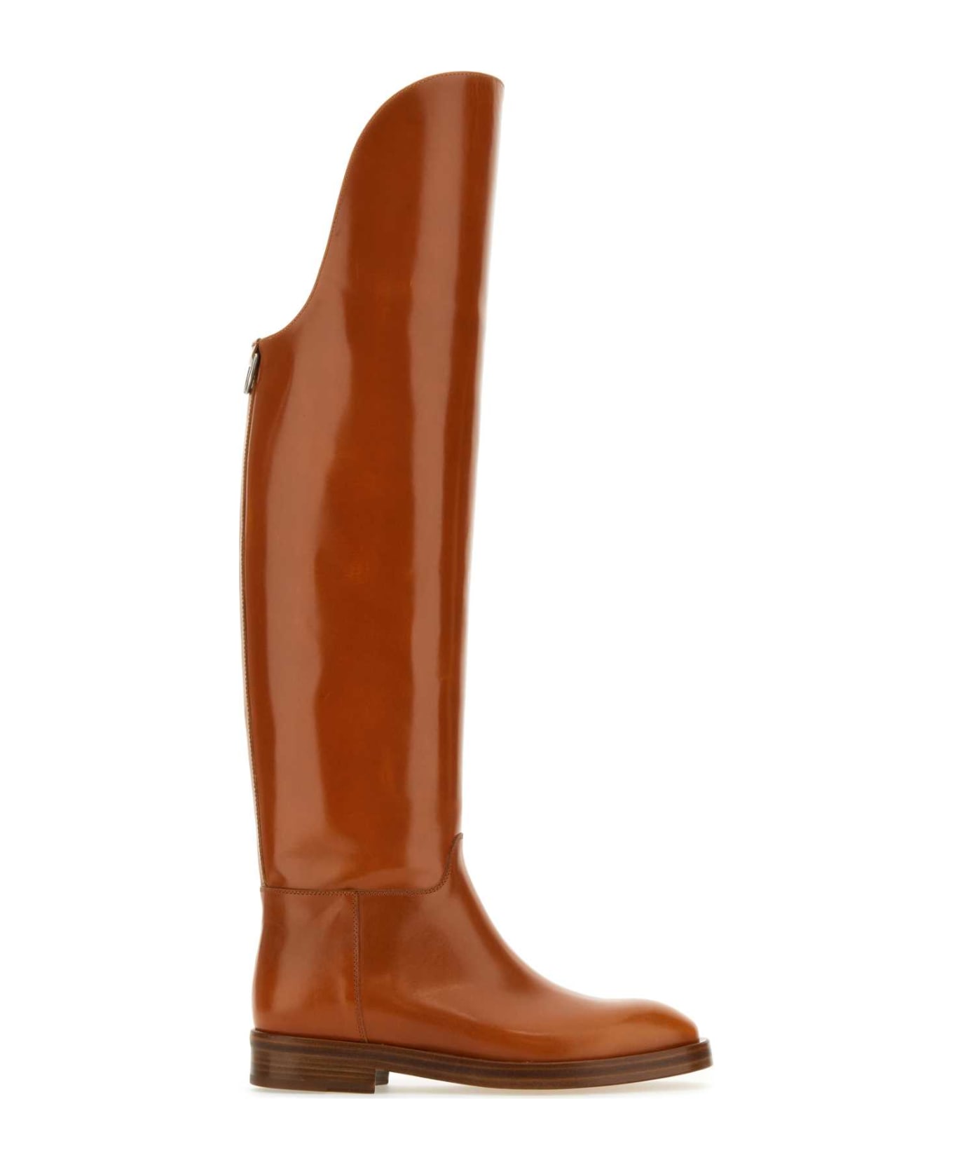 Durazzi Milano Caramel Leather Equestran Boots - Brown ブーツ