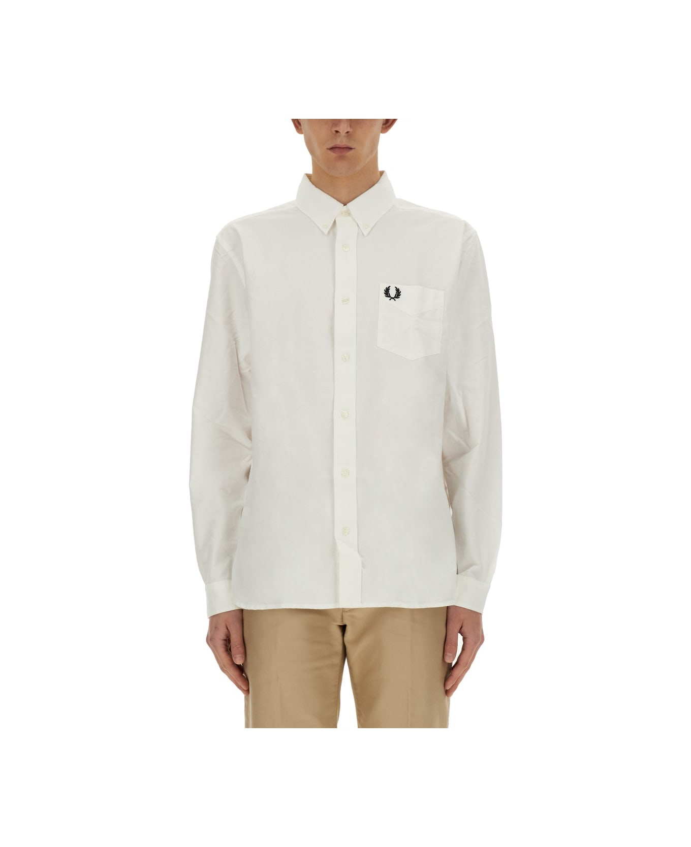Fred Perry Shirt With Logo - WHITE