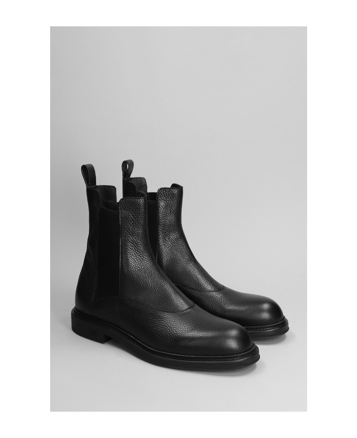 Emporio Armani Ankle Boots In Black Leather - black ブーツ