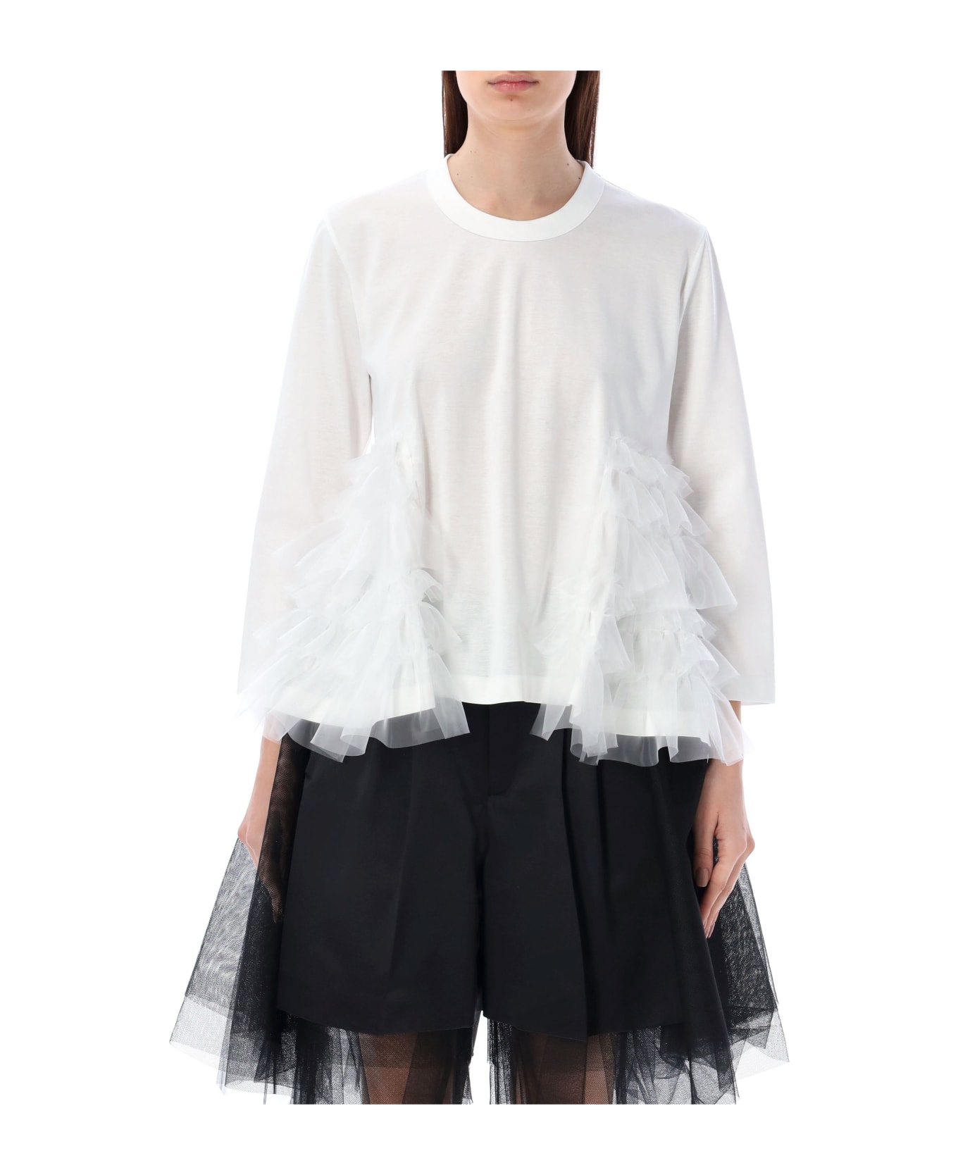 Noir Kei Ninomiya Tulle Insert T-shirt - WHITE