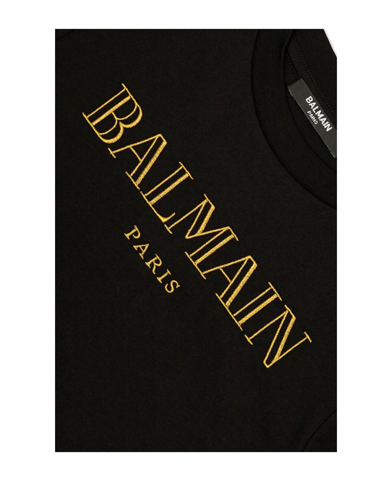 Balmain Press-stud Fastened Crewneck T-shirt - Or