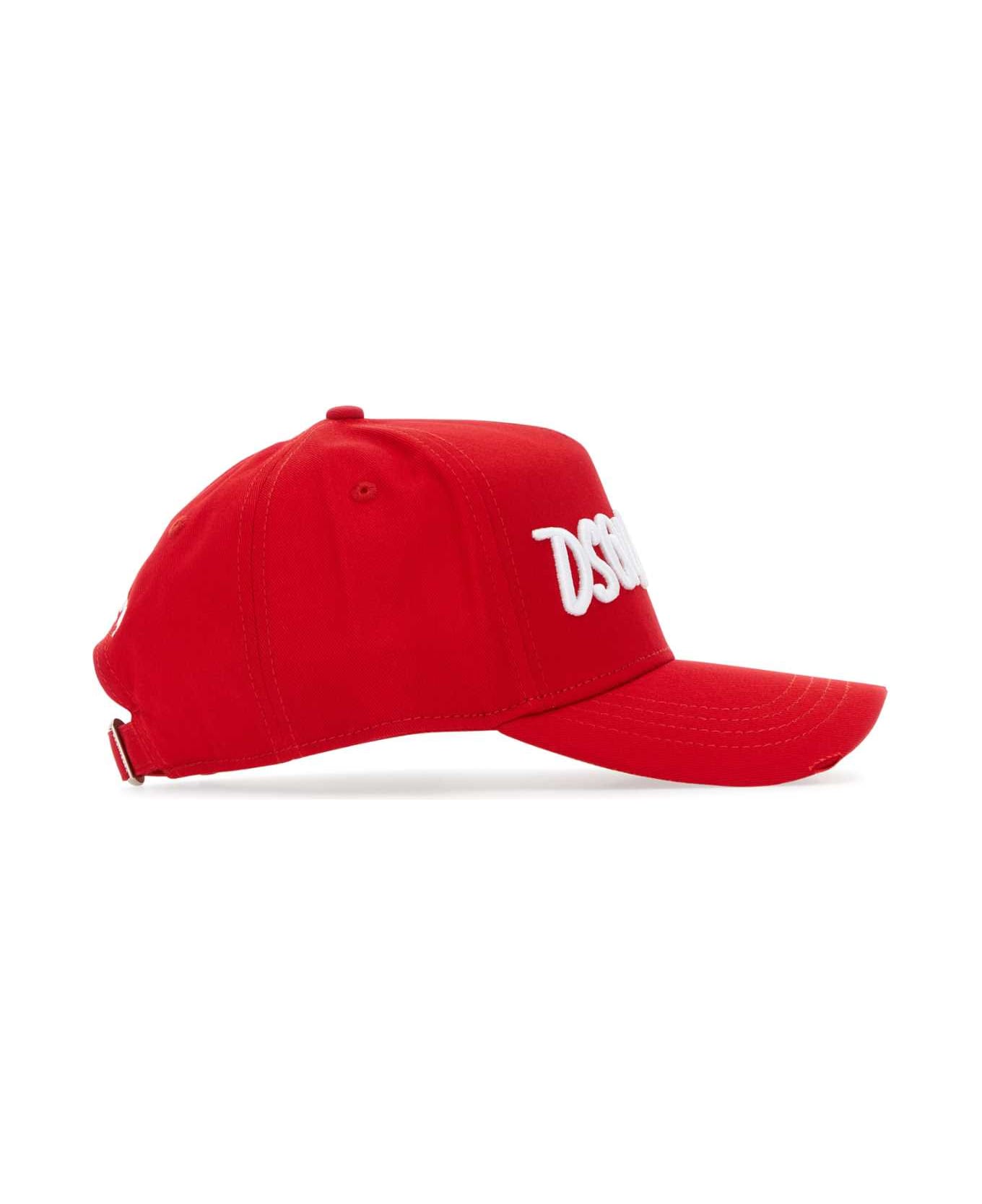 Dsquared2 Red Cotton Baseball Cap - M818 帽子