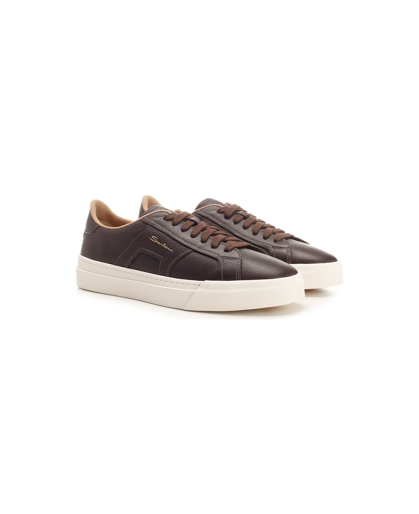 Santoni "double Buckle" Sneaker - Brown