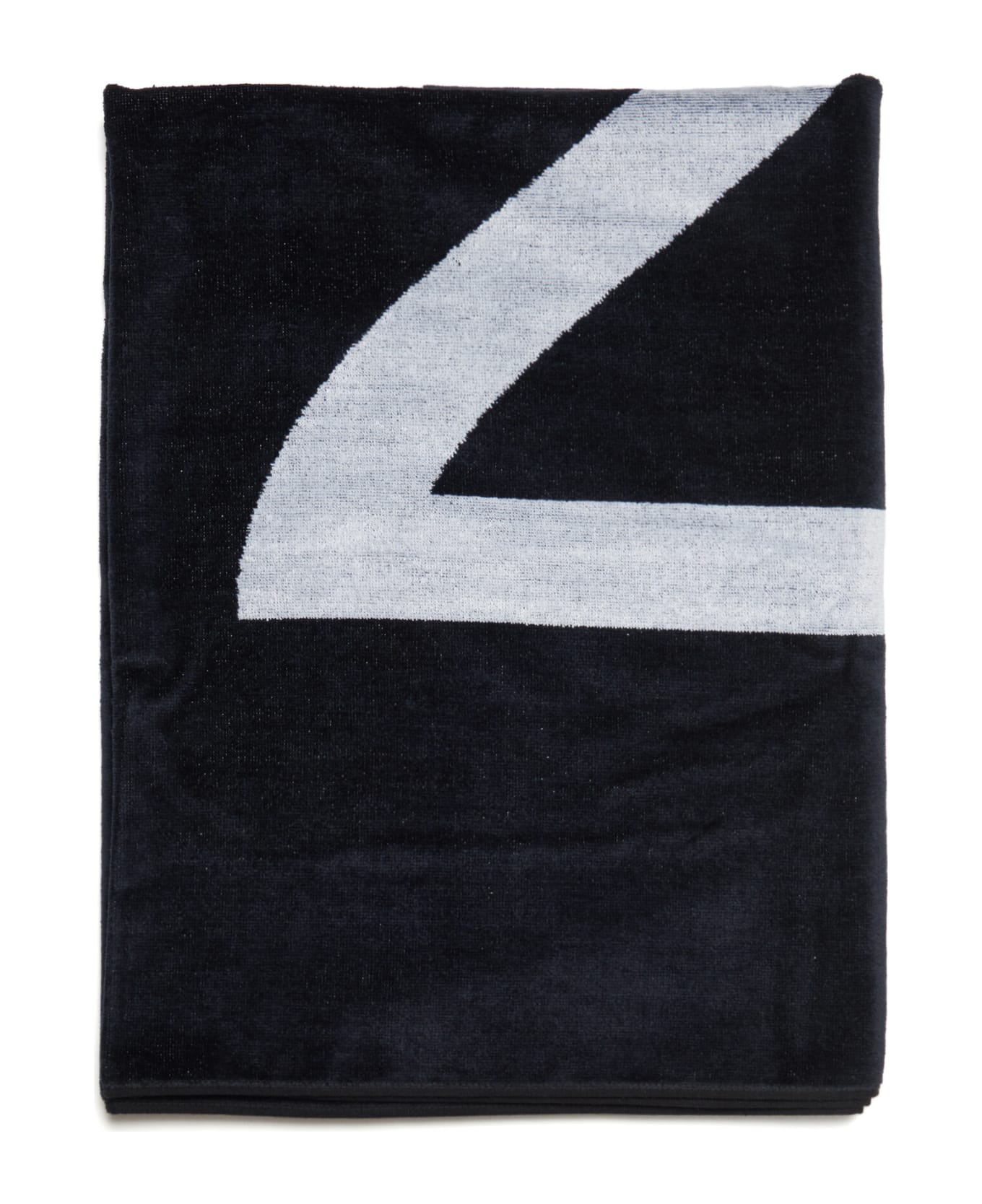 N.21 N21h2u Towel N°21 Black Terry Beach Towel With Maxi-logo - Black