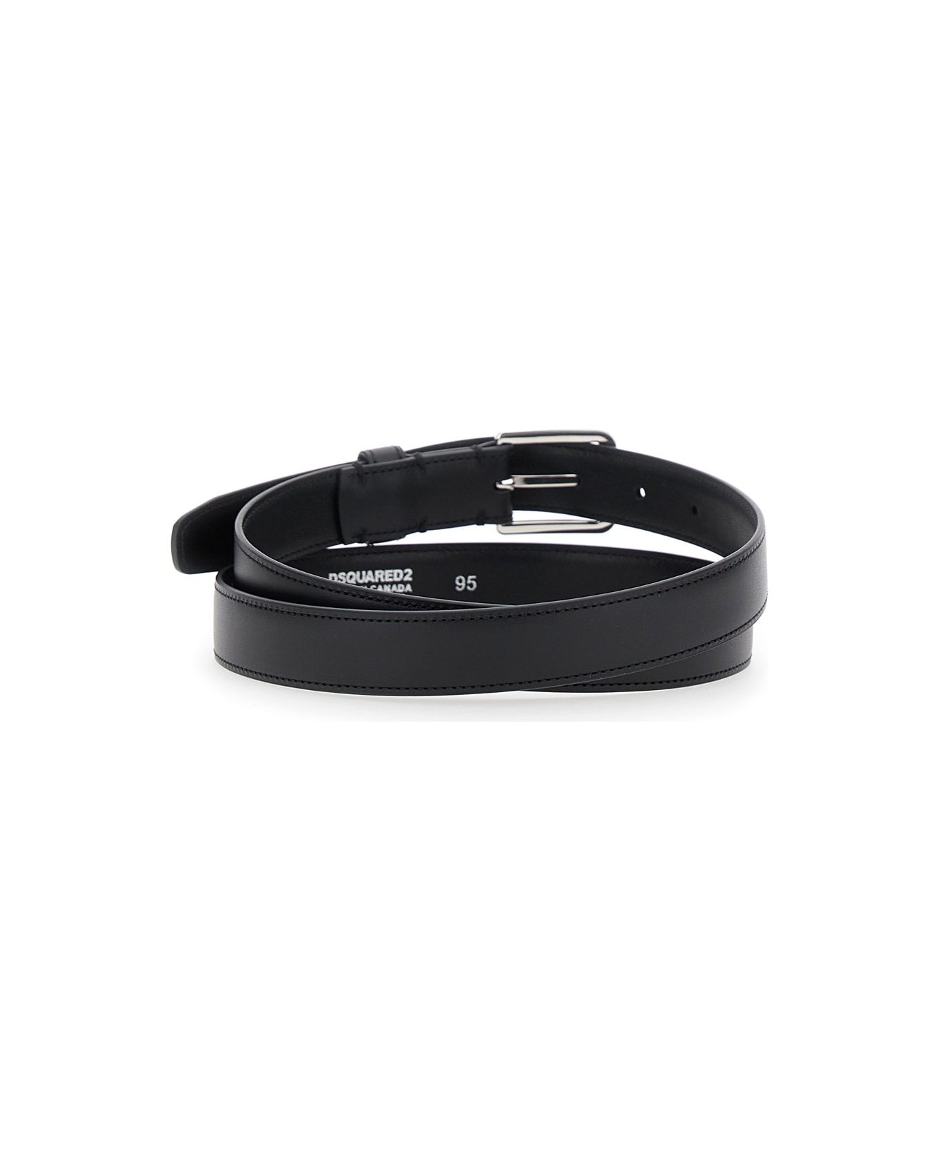 Dsquared2 Black Belt With Adjustable Buckle Closure In Leather Man - Black
