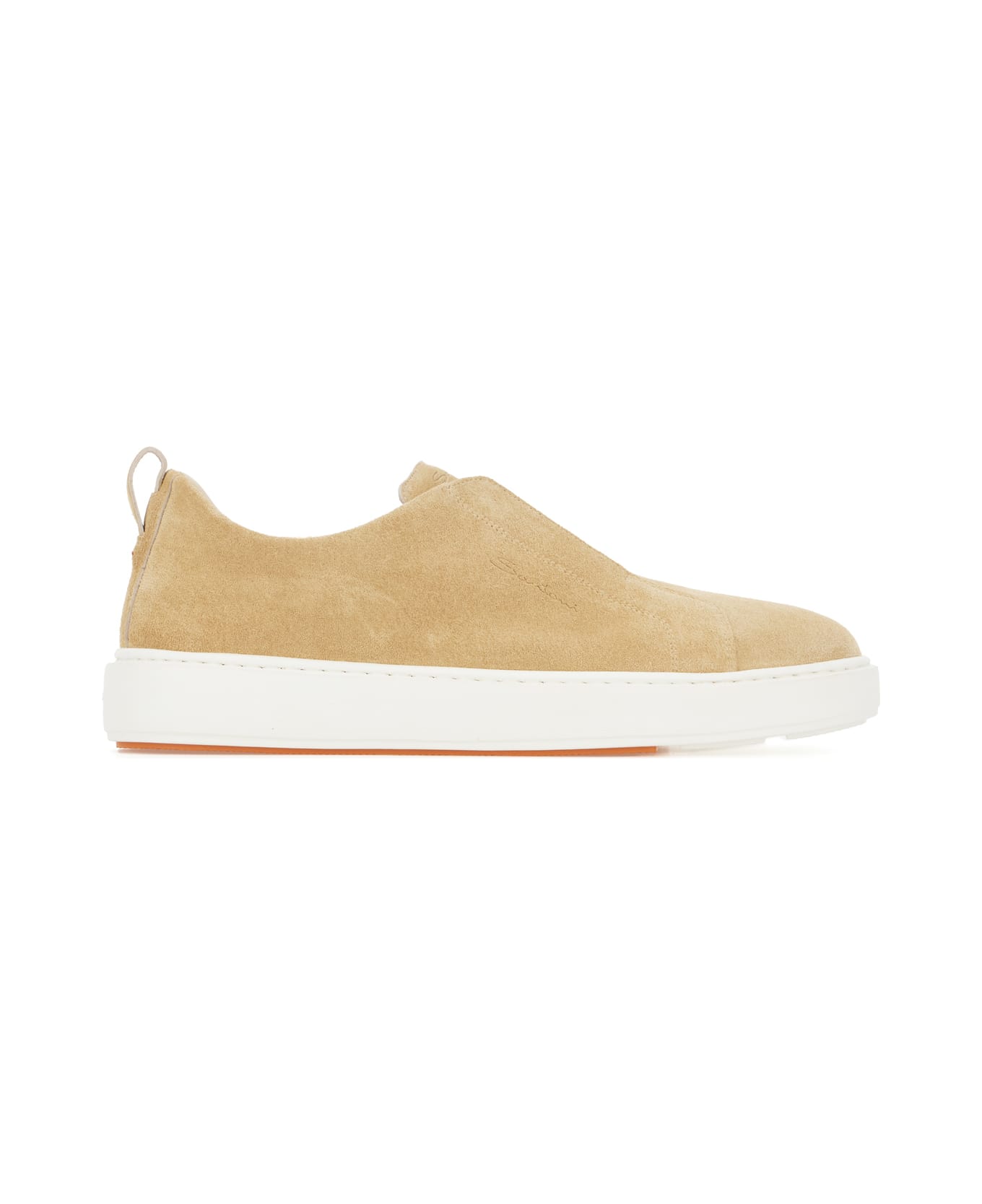 Santoni Beige Suede Slip Ons - Beige