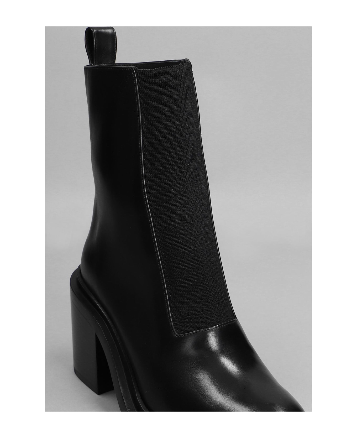 Jil Sander High Heels Ankle Boots In Black Leather - black