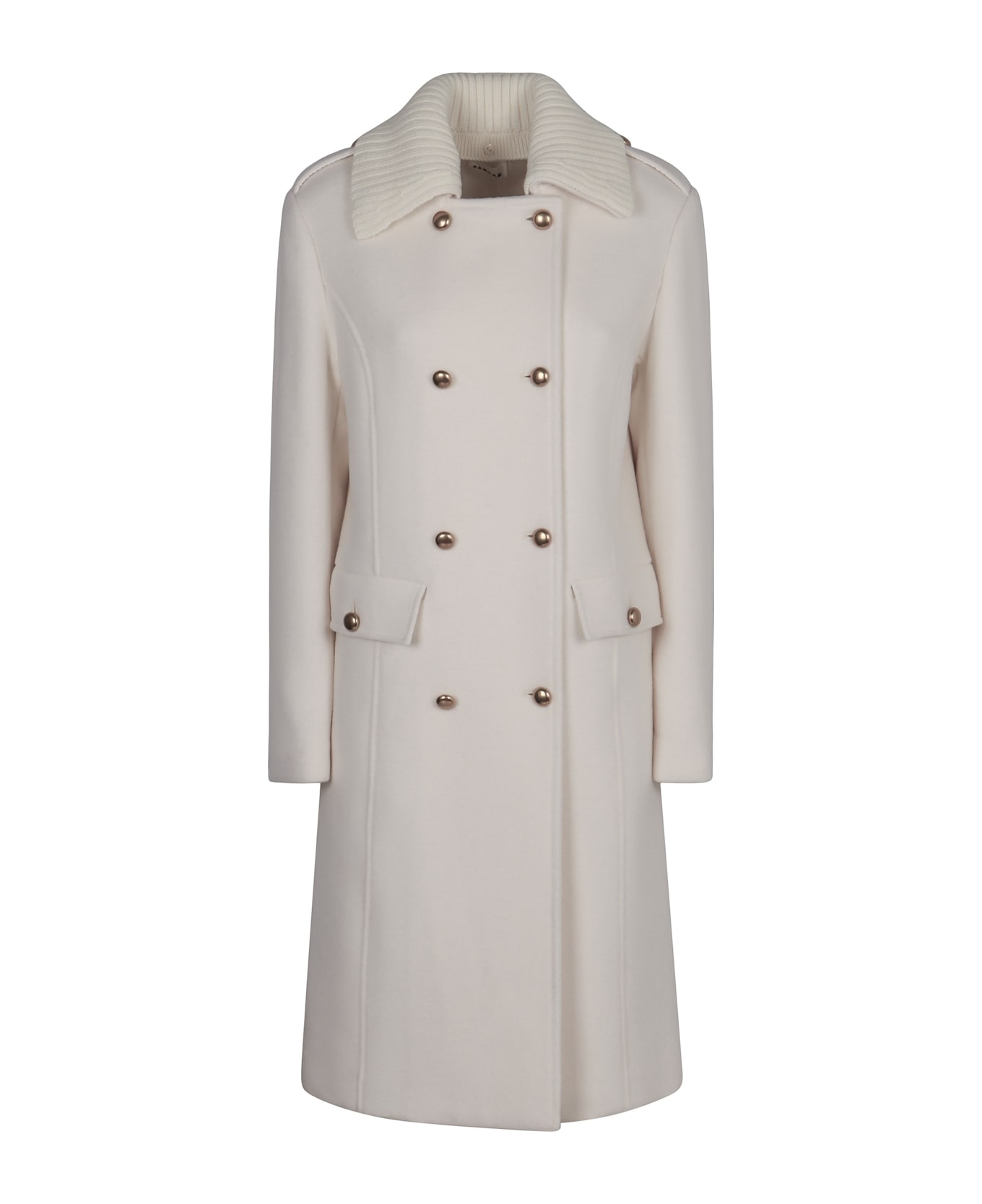 Parosh Double-breasted Coat In Wool - panna