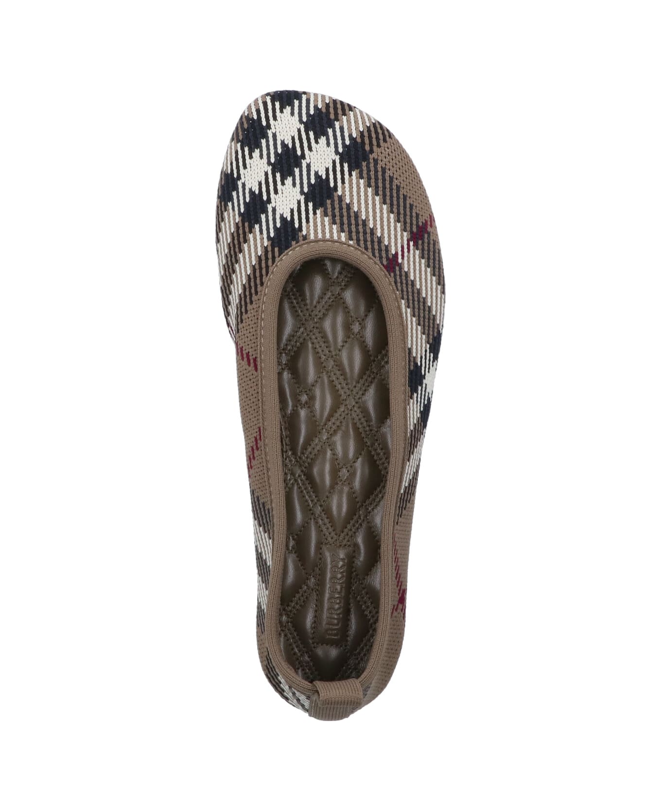 Burberry 'baby Check' Knit Ballet Flats - Brown