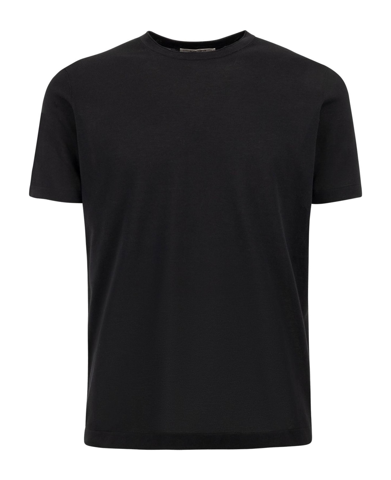 Kangra Black Cotton Ribbed T-shirt - Black シャツ