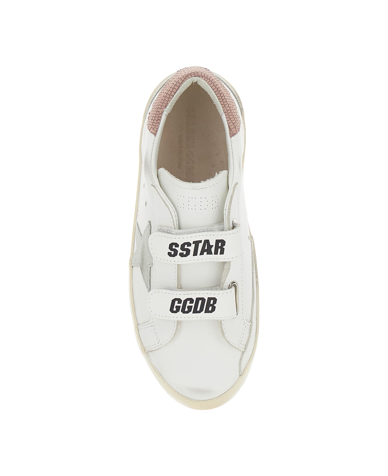 Golden Goose 'old School' White Low Top Sneakers With Star Shaped Patch On The Side And Logo On The Tongue In Leather Girl - White