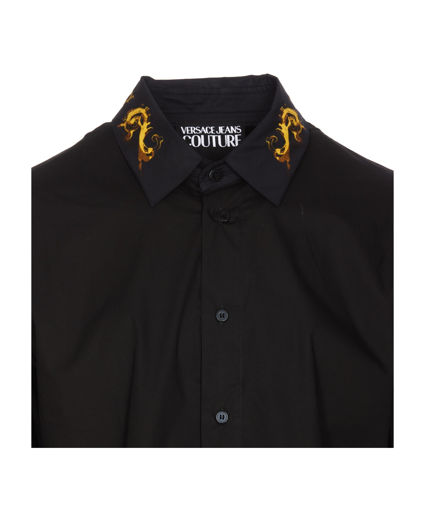 Versace Jeans Couture Round Hem Logo Trim Shirt - Black