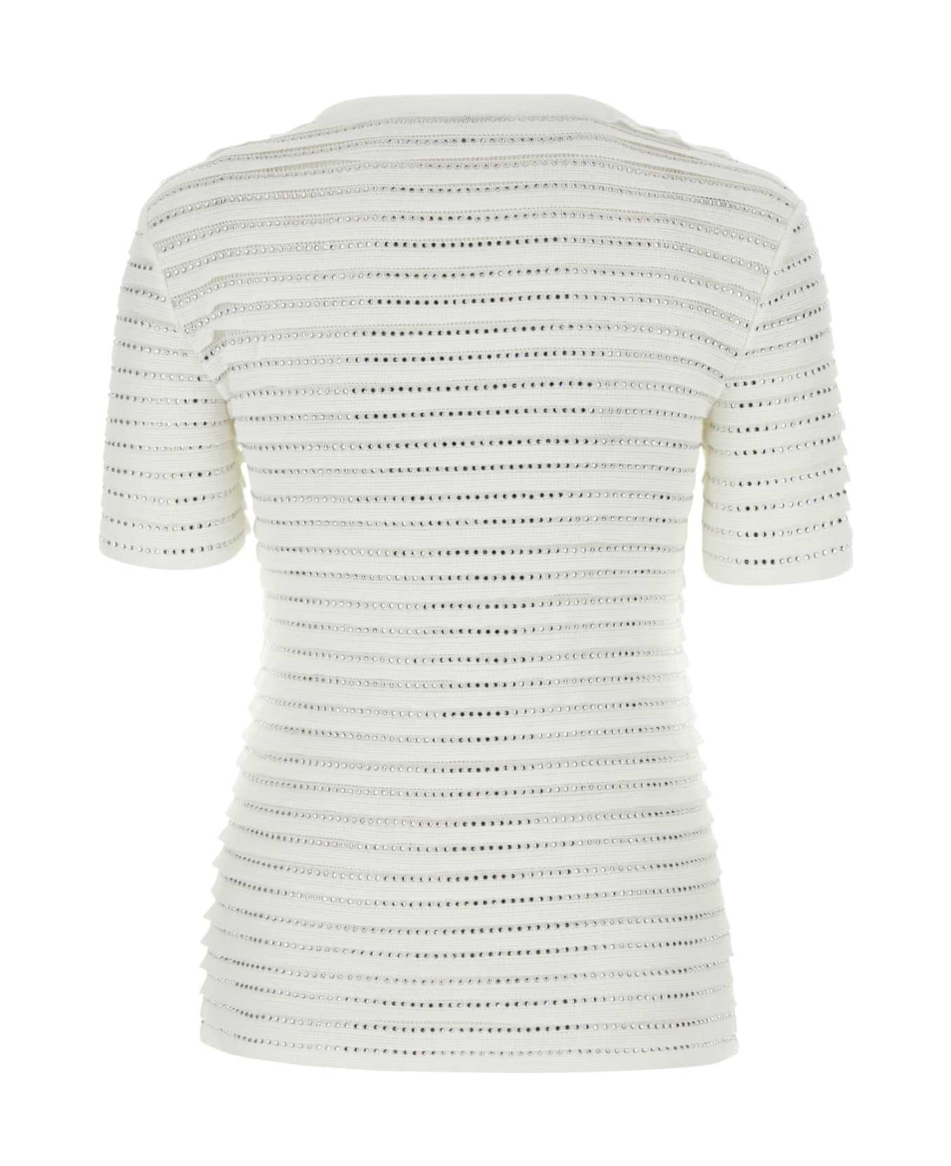 Ermanno Scervino Embellished Cotton Blend Top - WHITE Tシャツ