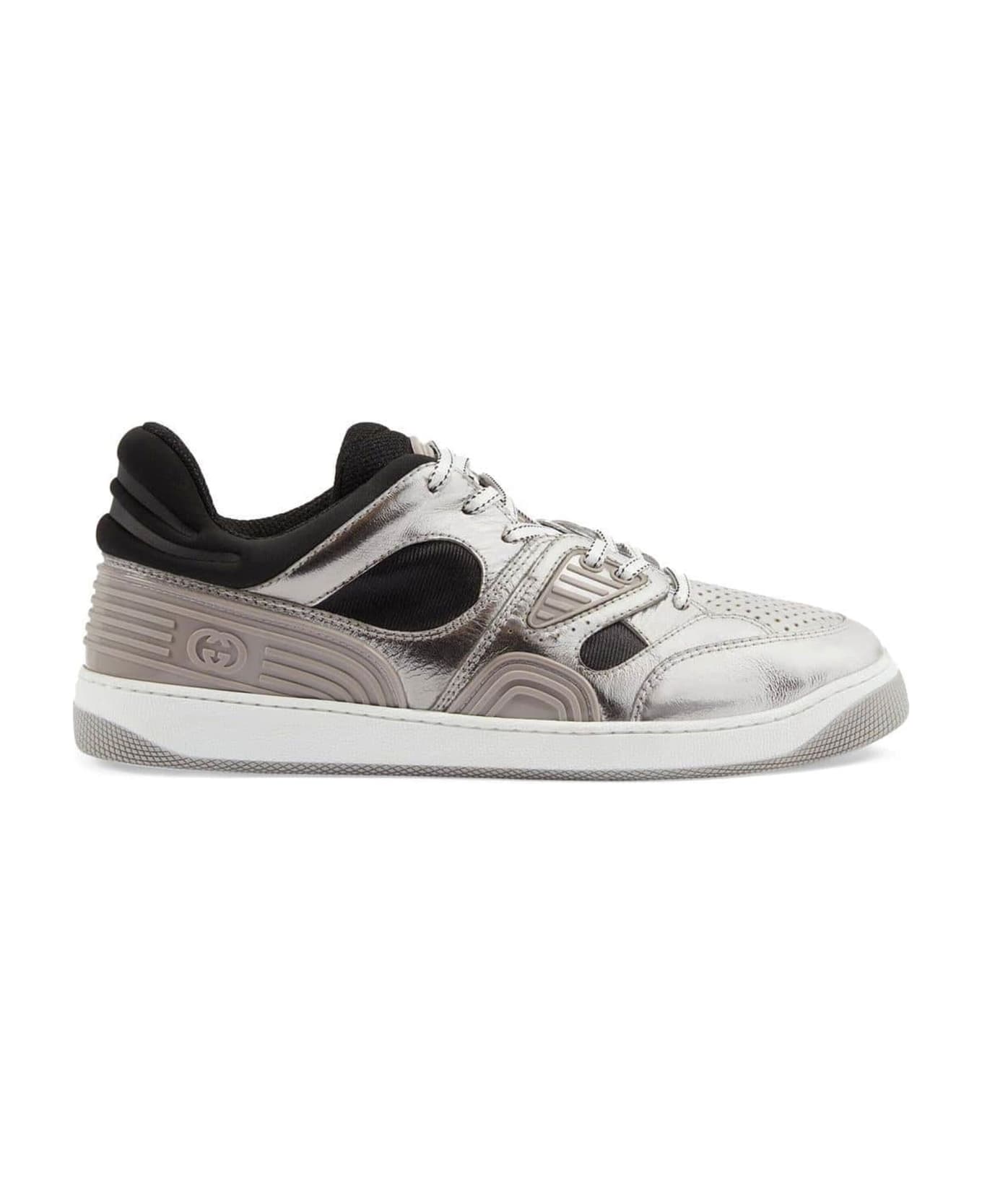 Gucci Leather Basket Sneakers - Silver