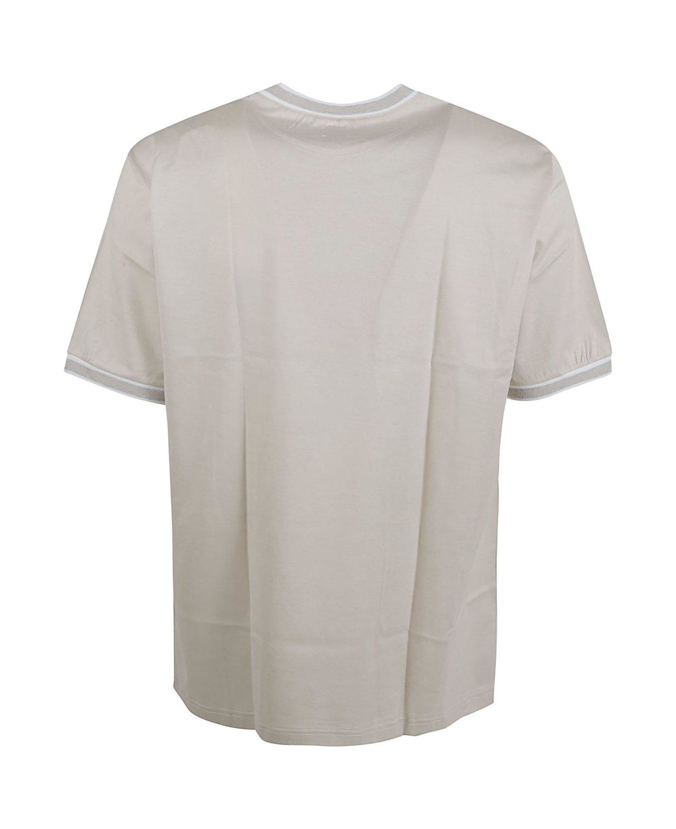 Eleventy Striped-tipping Crewneck T-shirt - Beige