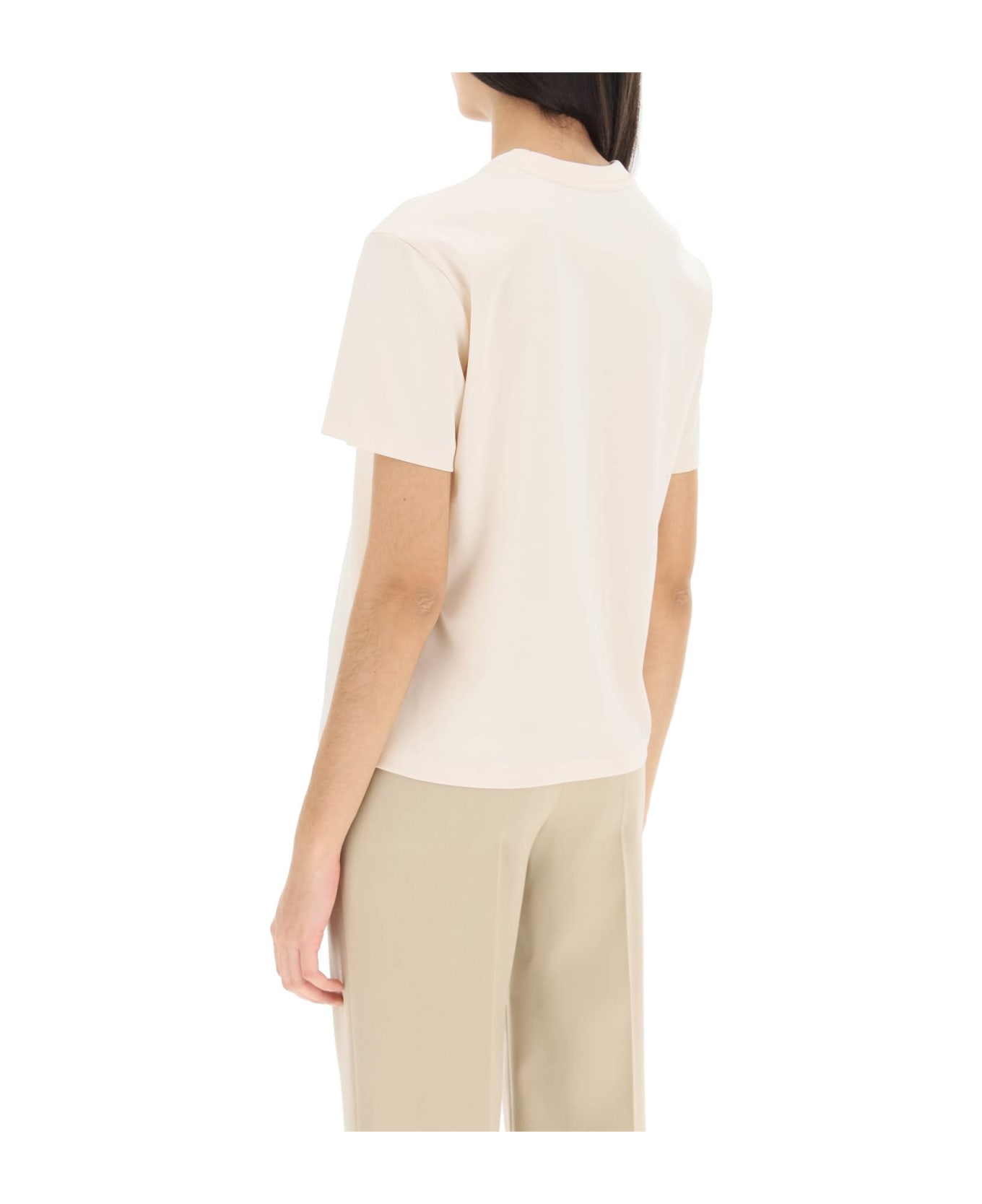 Agnona T-shirt With Embroidered Logo - SAND (Beige) Tシャツ