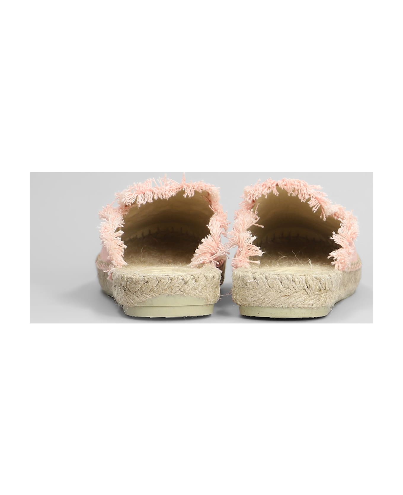MC2 Saint Barth Isa Fringe Slipper-mule In Rose-pink Canvas - rose-pink