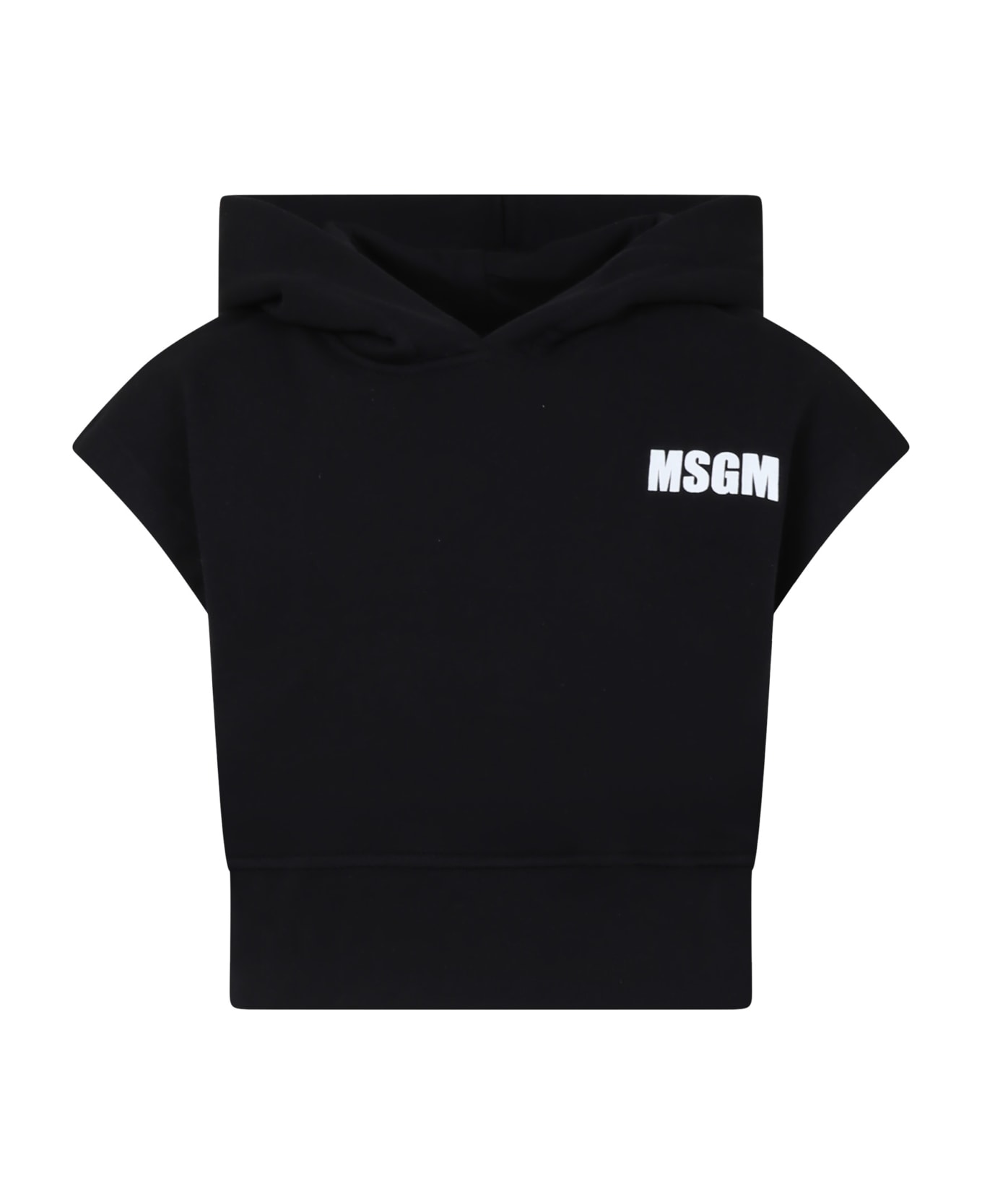 MSGM Black Sweatshirt For Girl With Logo And Writing - Black