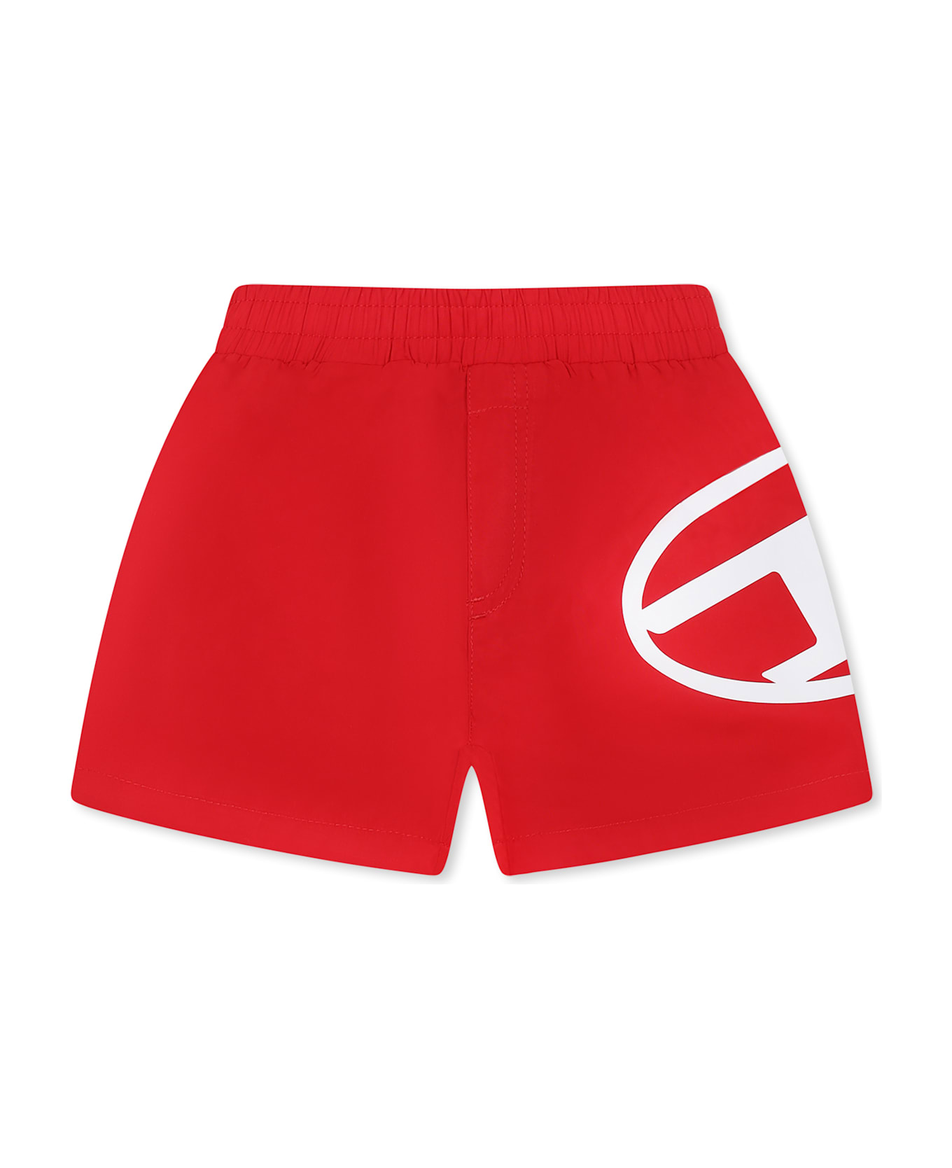 Diesel Red Swim Short For Baby Boy With Logo - Red