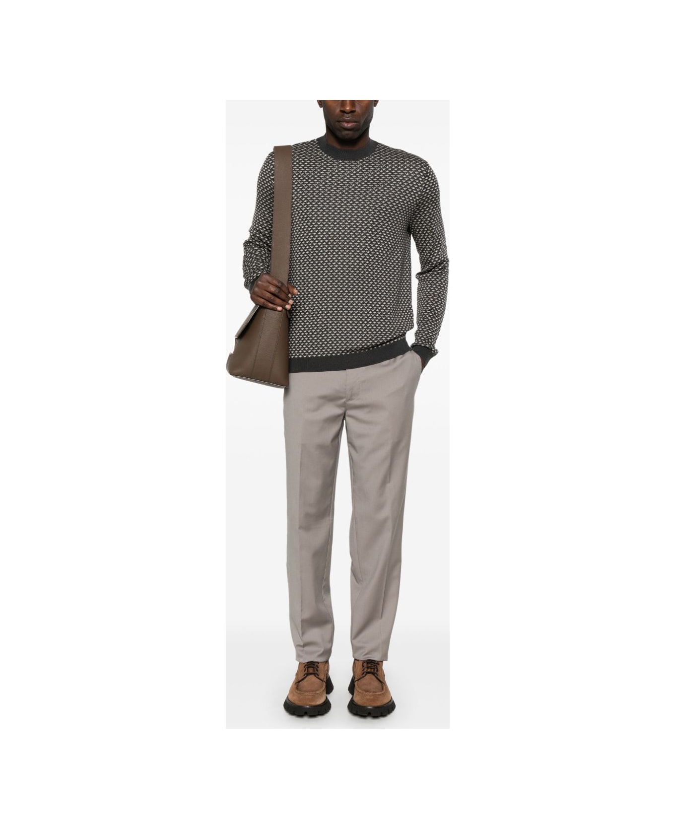Emporio Armani Wool Chino Trousers - Dove Grey