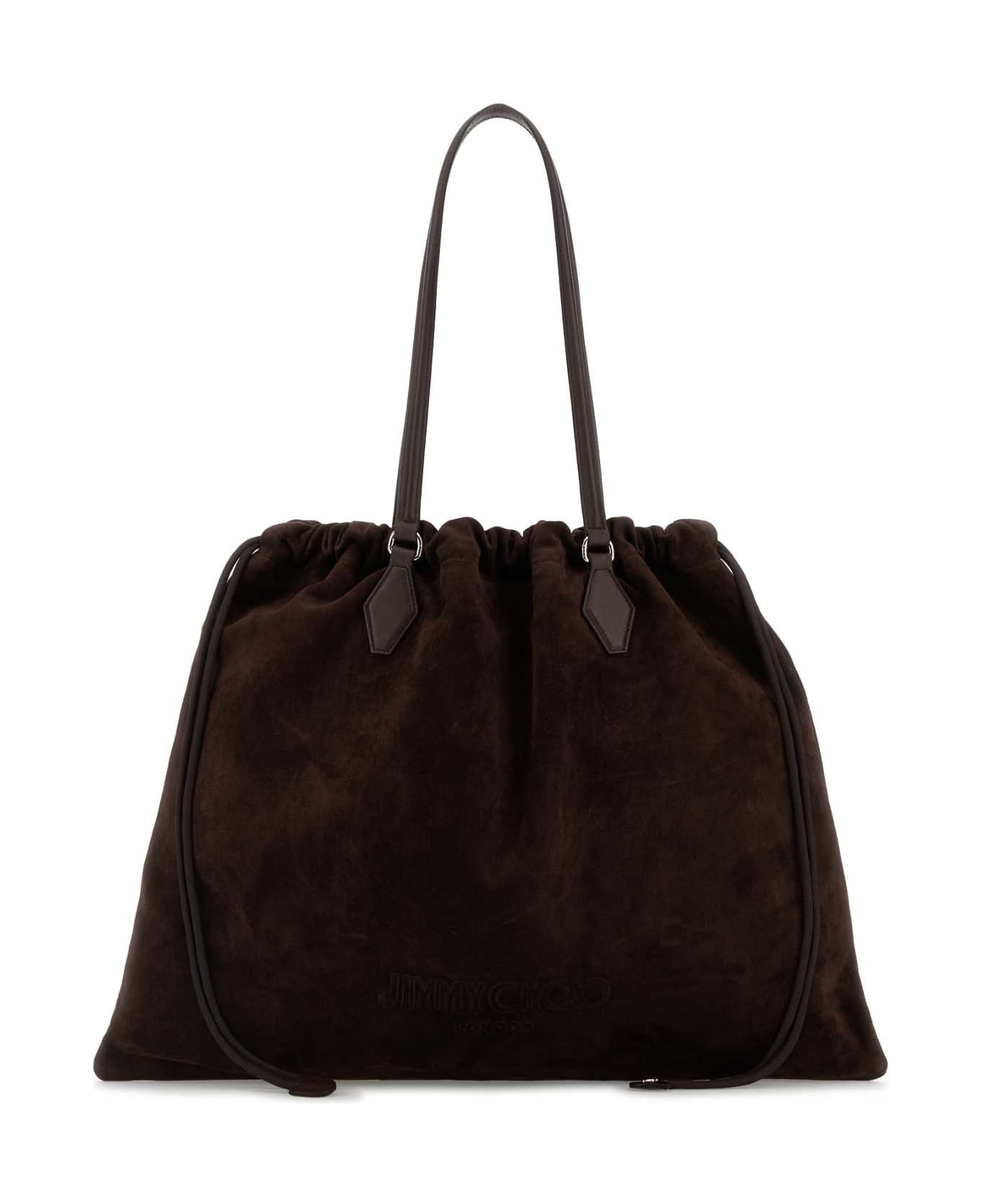Jimmy Choo Brown Suede Shopping Bag - CHOCOLATEGOLD
