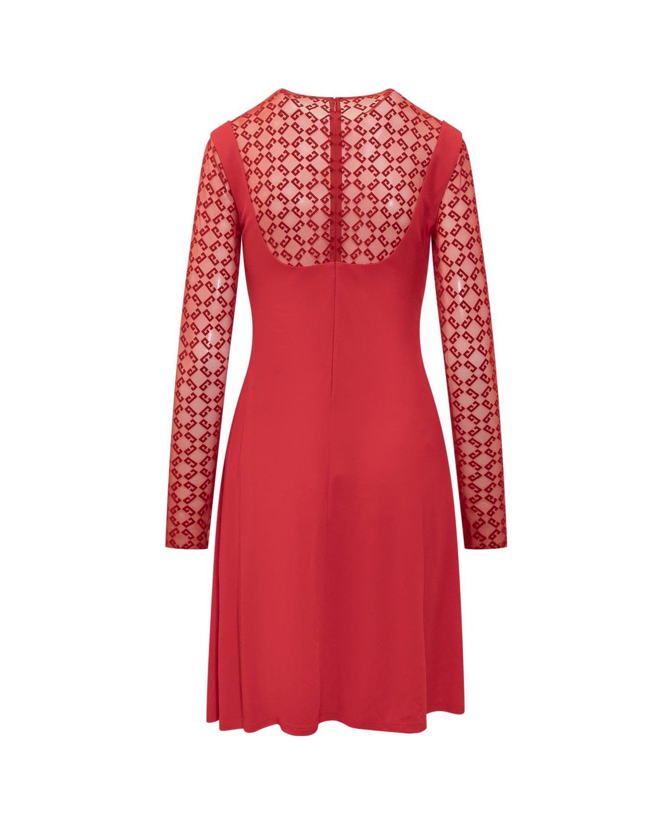 Givenchy Monogrammed Sheer Panelled Dress - RED