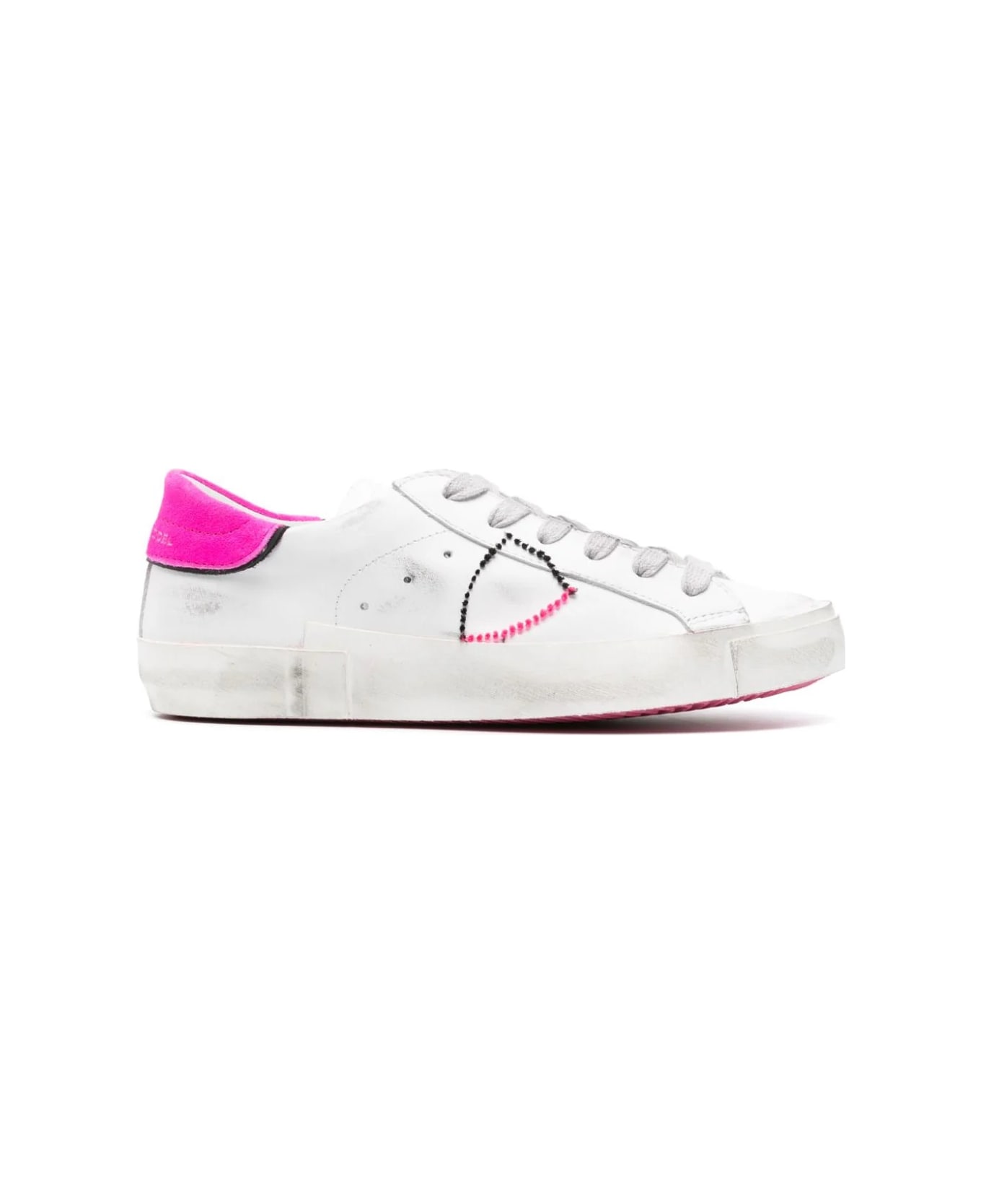 Philippe Model Prsx Low Sneakers - White And Fuchsia