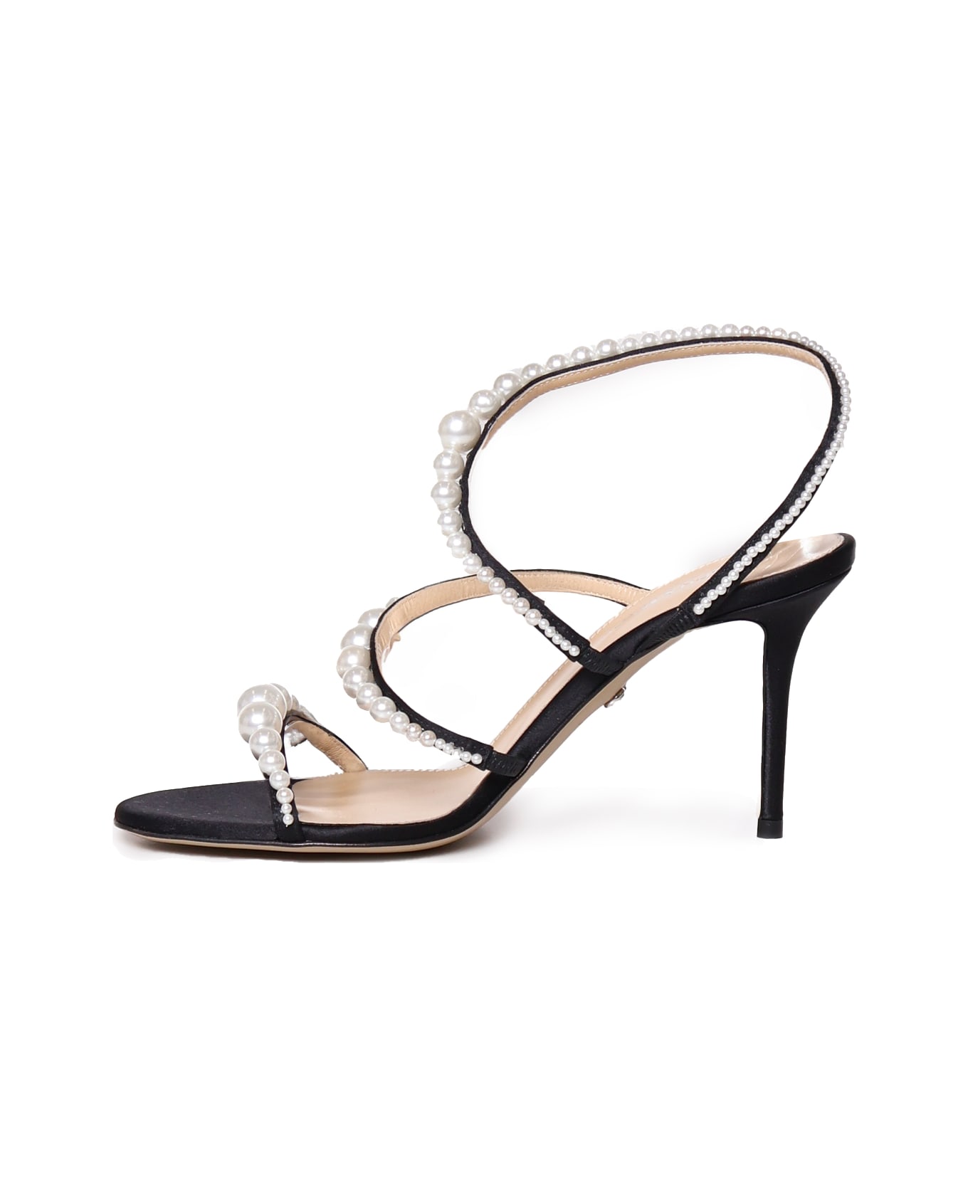 Mach & Mach Sirene Sandals With Satin And Pearls - Black