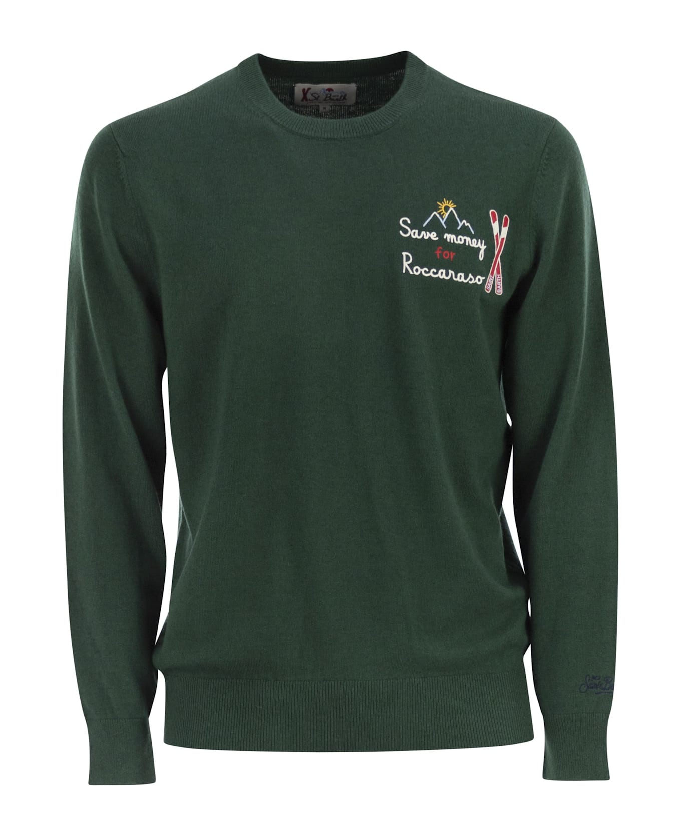 MC2 Saint Barth Heron - Crew Neck Jumper With Embroidery On The Chest - Green