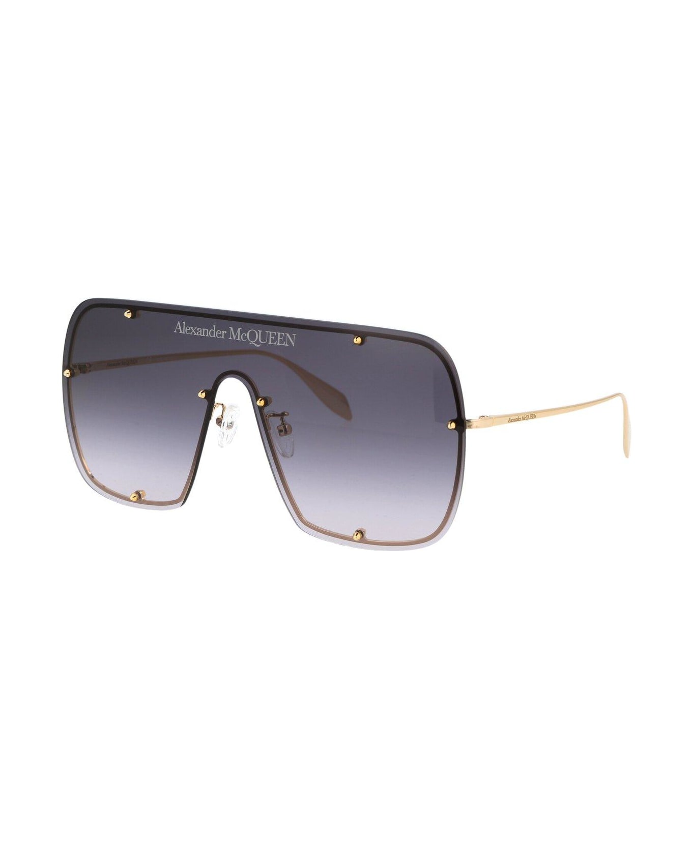 Alexander McQueen Eyewear Shield Frame Sunglasses - 003 gold gold grey