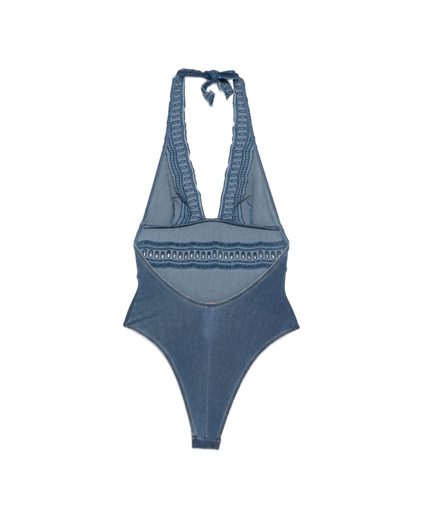 Ermanno Scervino Lace Detail Swimsuit - Blue