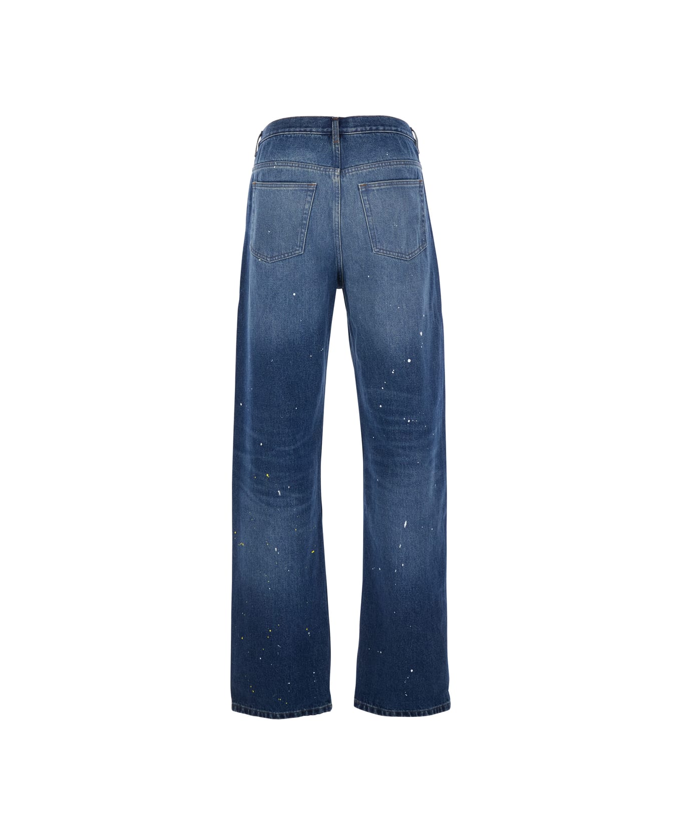 A.P.C. Blue Five-pocket Jeans With All-over Paint Effect In Cotton Man - Blu