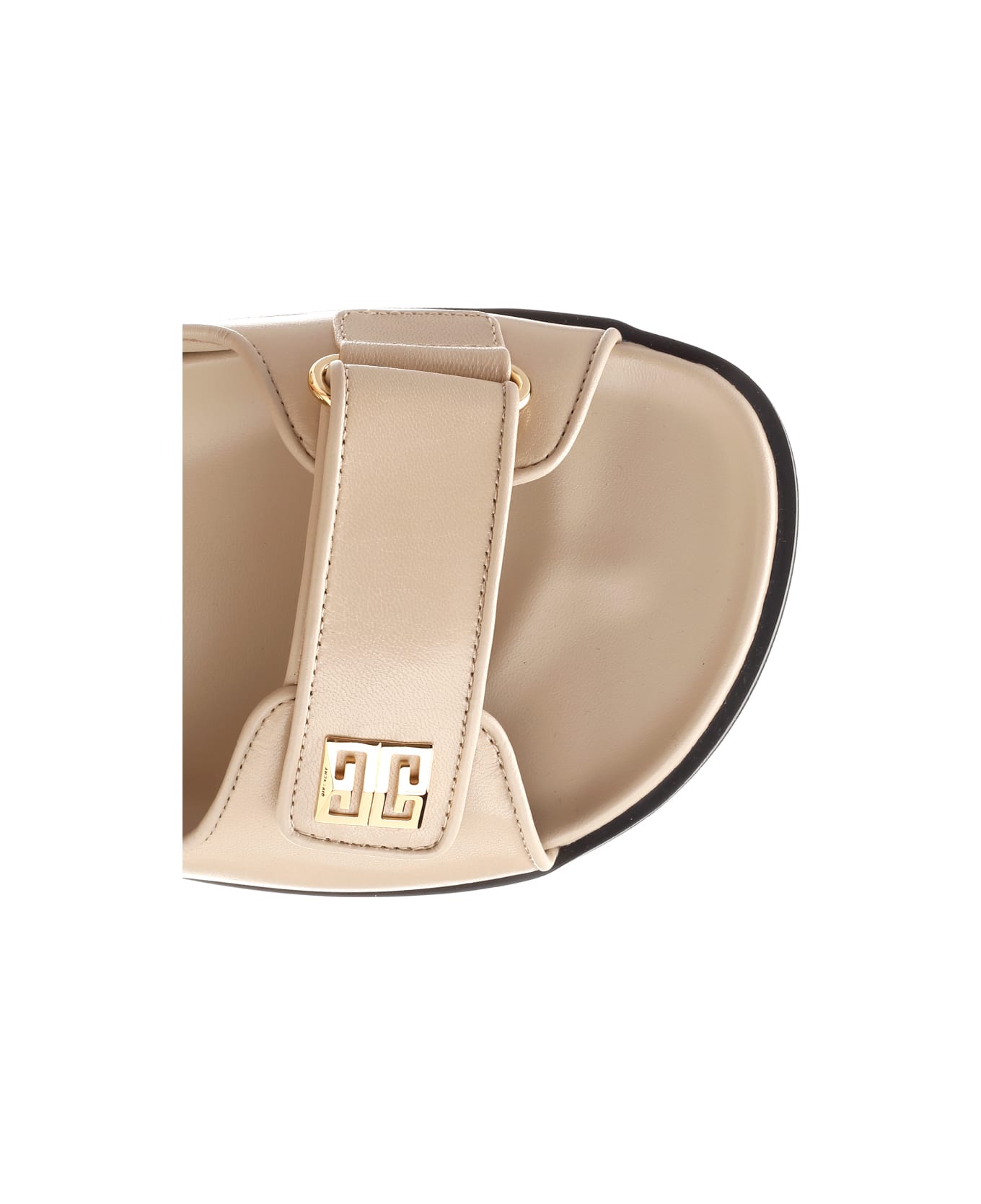 Givenchy Flat Sandals With Straps And 4g Detail In Padded Leather - Beige