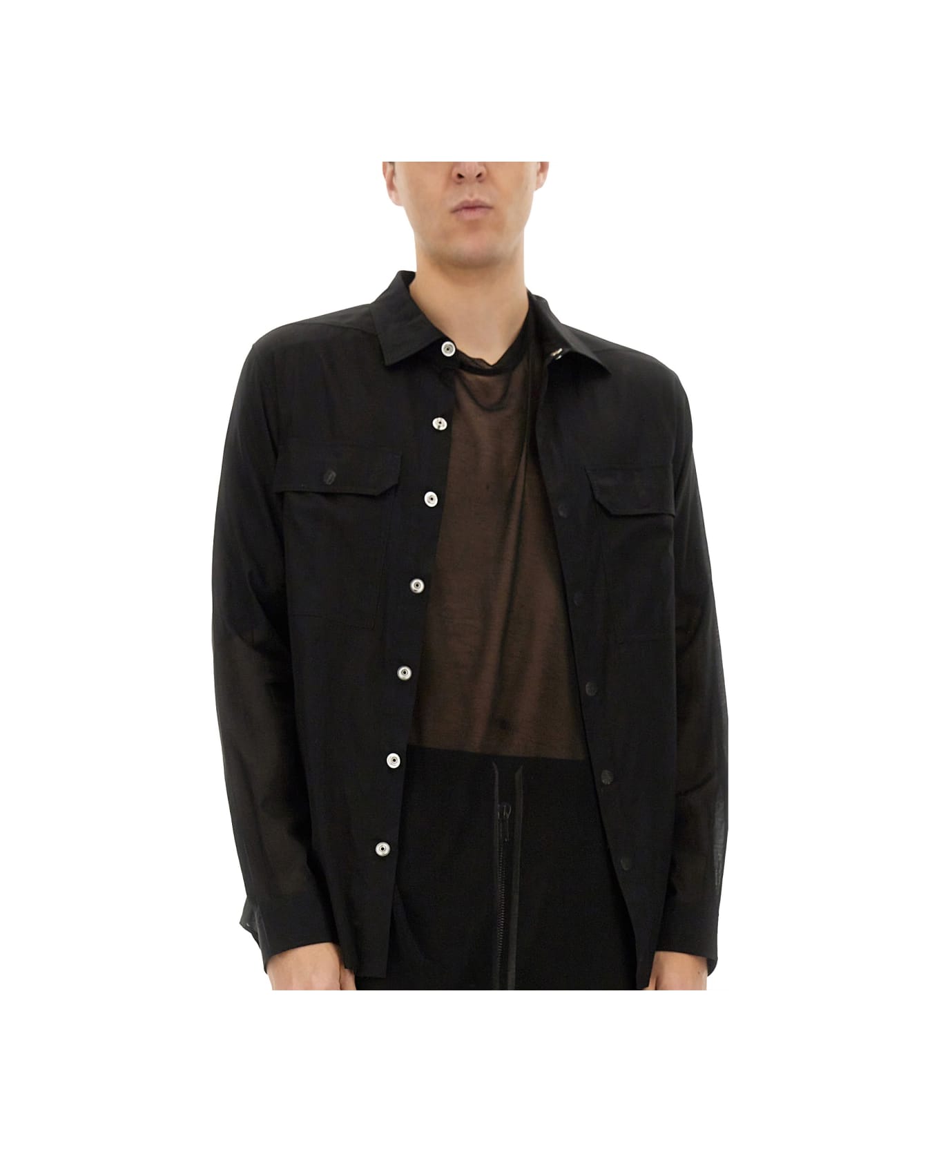 Rick Owens Outershirt In Celadon - BLACK